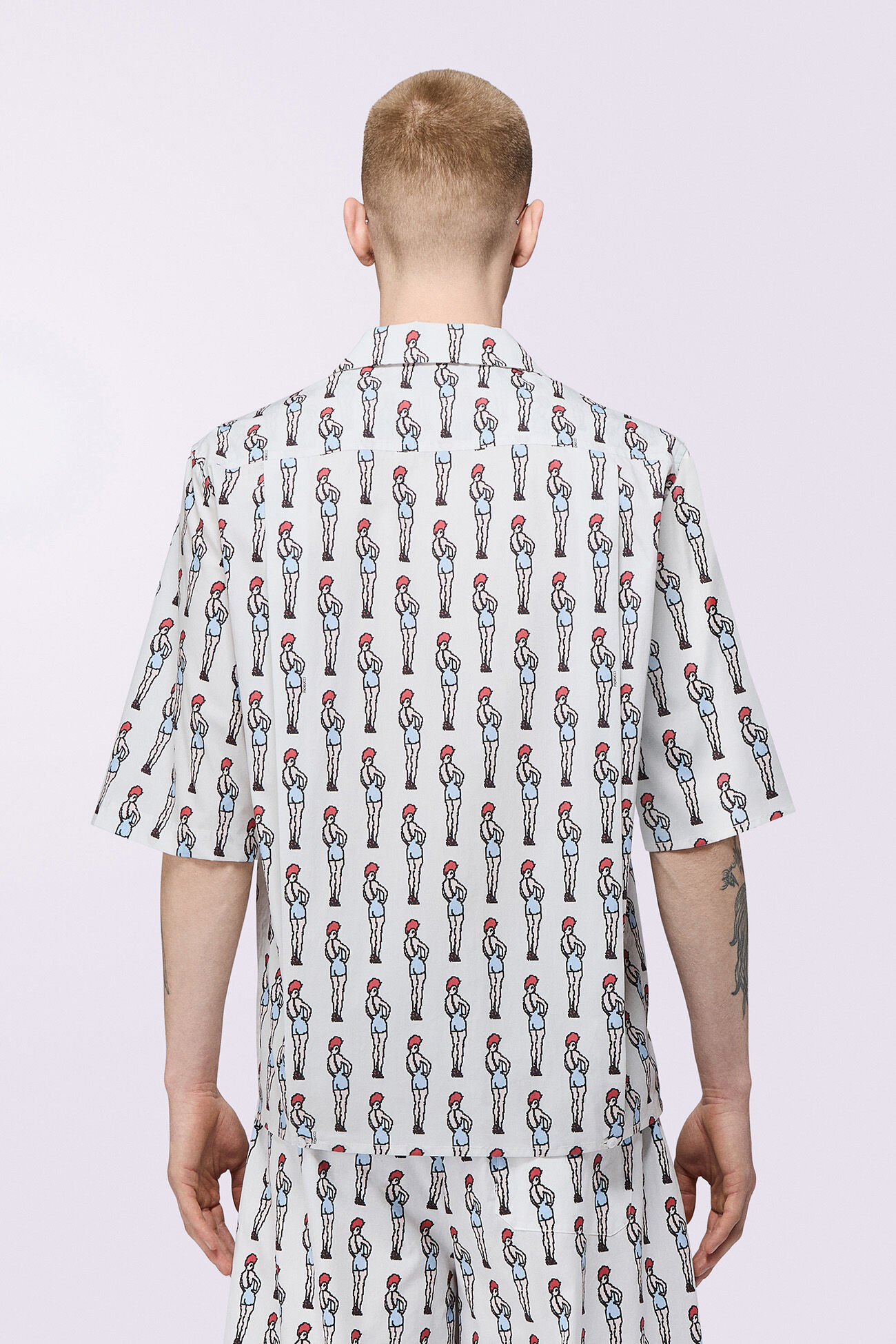 Pin Up Print Bowling Shirt White