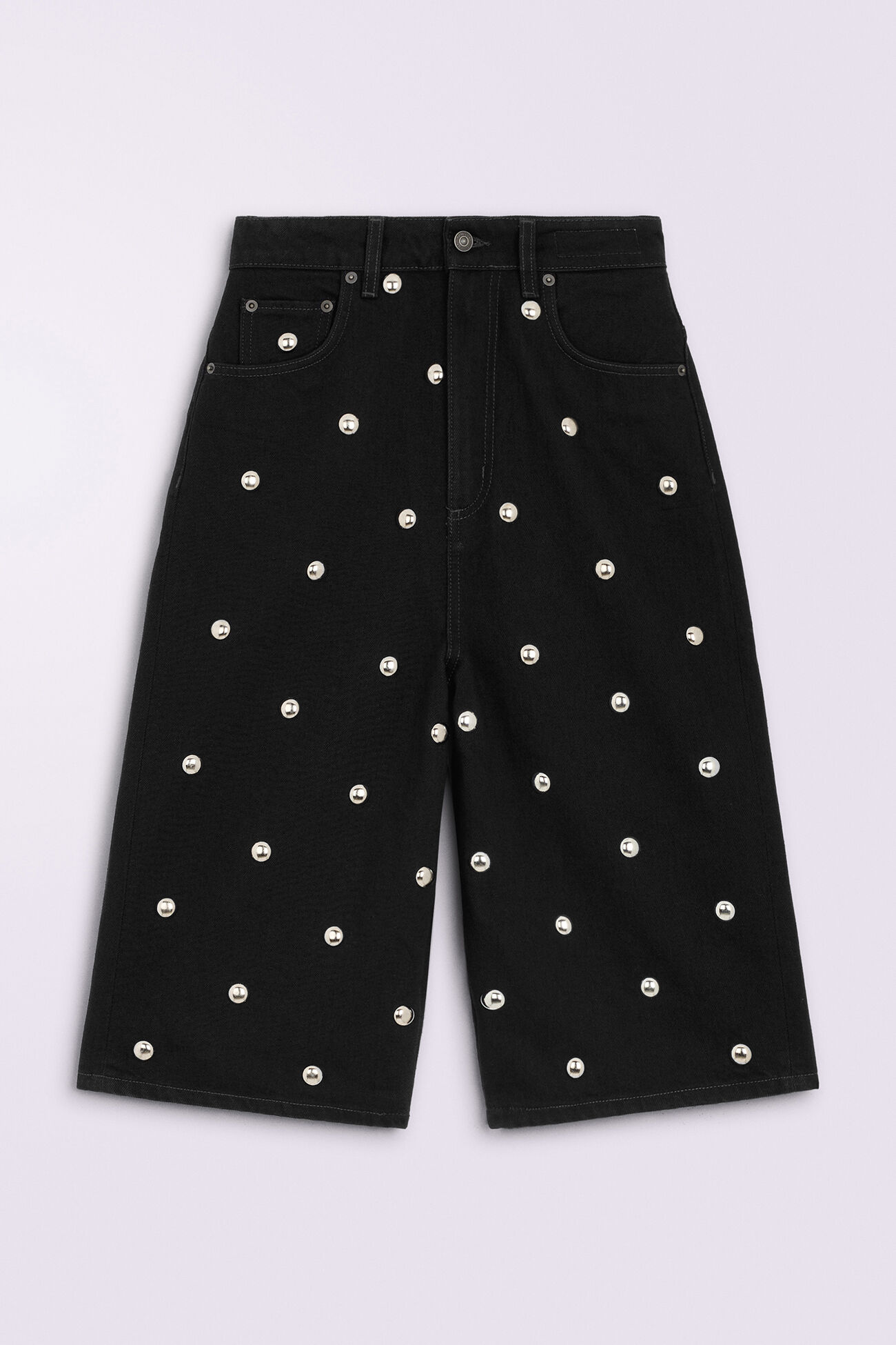 Stud Denim Bermuda Shorts Black