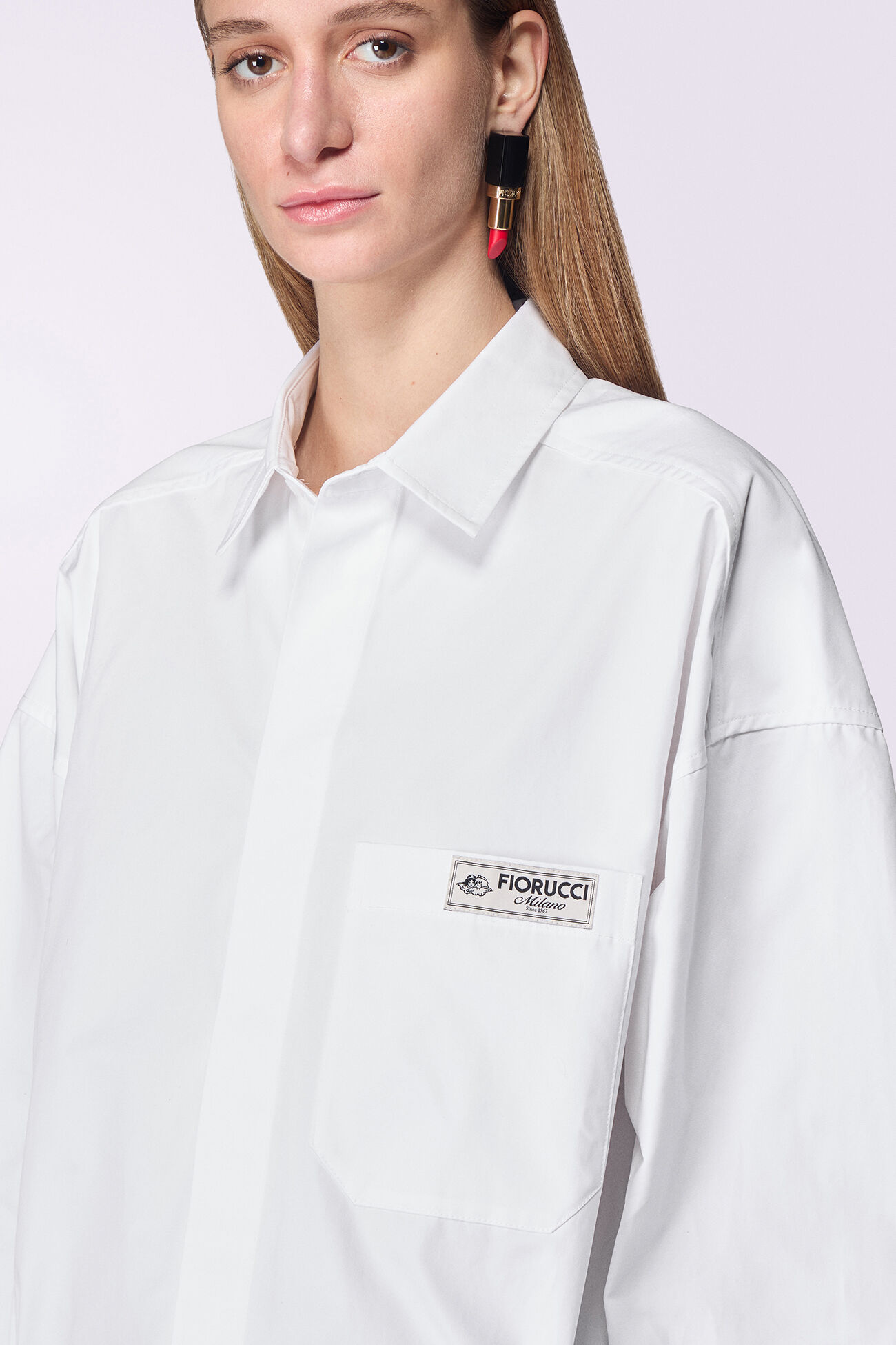 Unisex Label Patch Shirt White