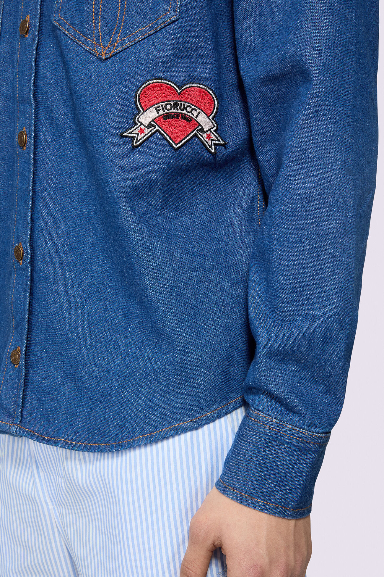 Patch Denim Shirt Blue
