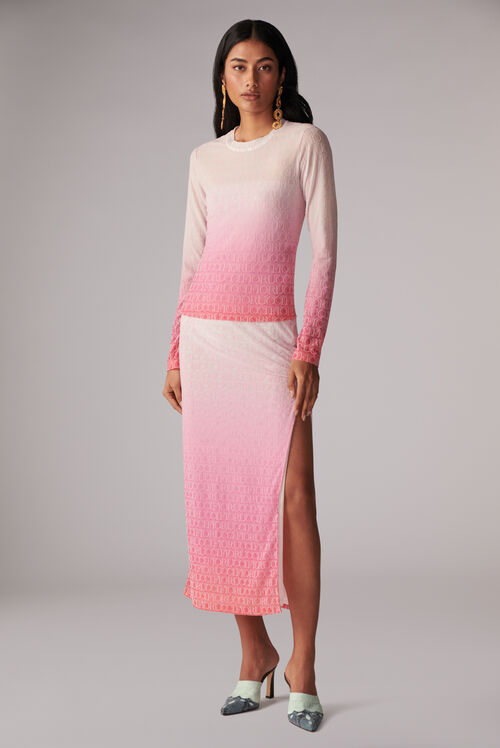 Monogram Logo Long Sleeve Top Pink
