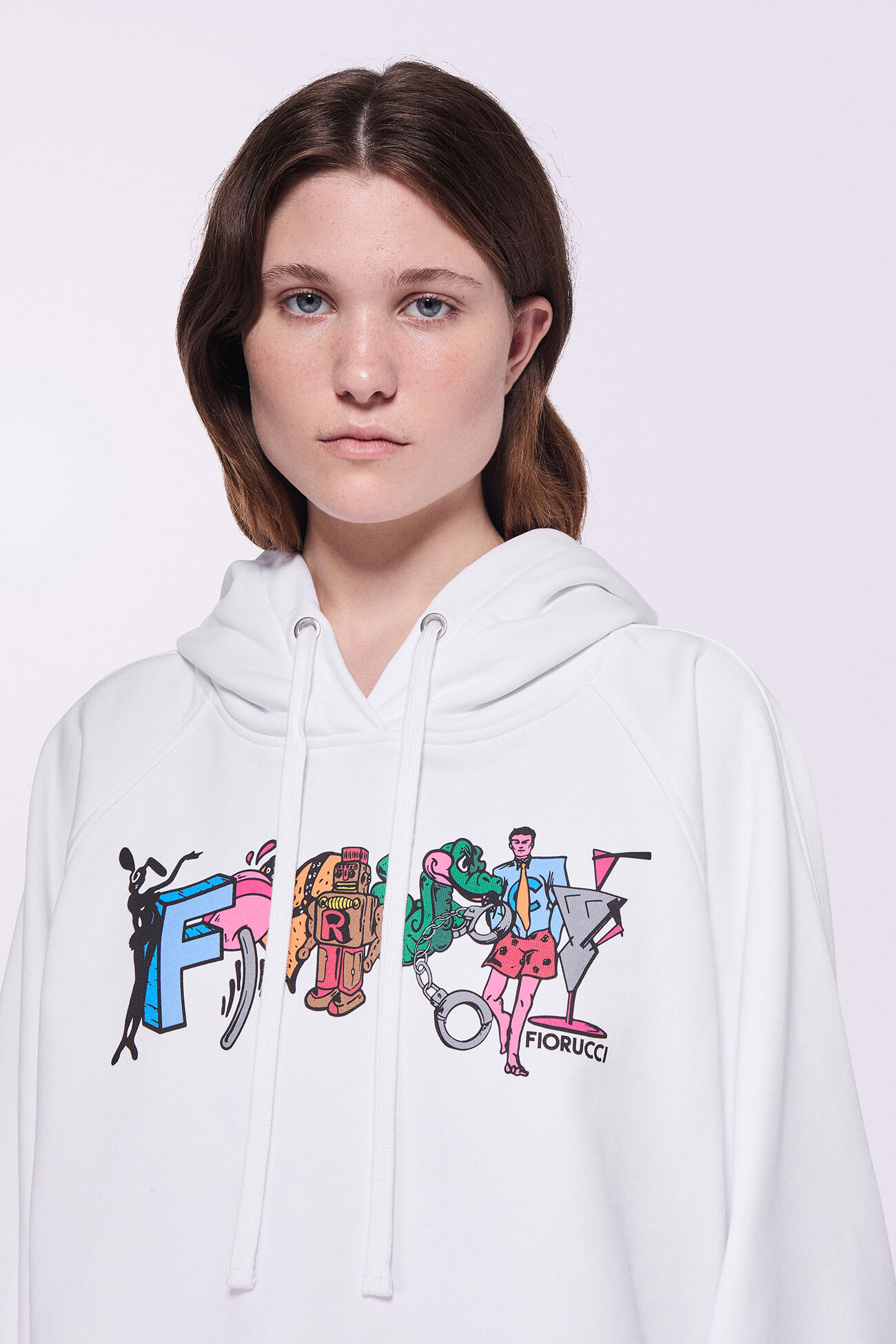 Toon Logo Crop Hoodie White