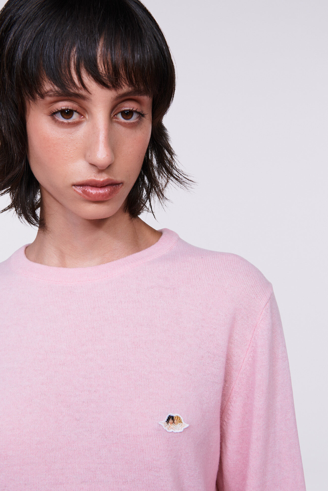 Angels Patch Knit Jumper Pink