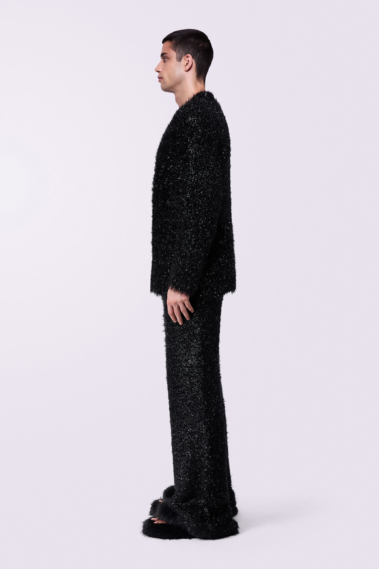 Unisex Metallic Knit Trousers Black
