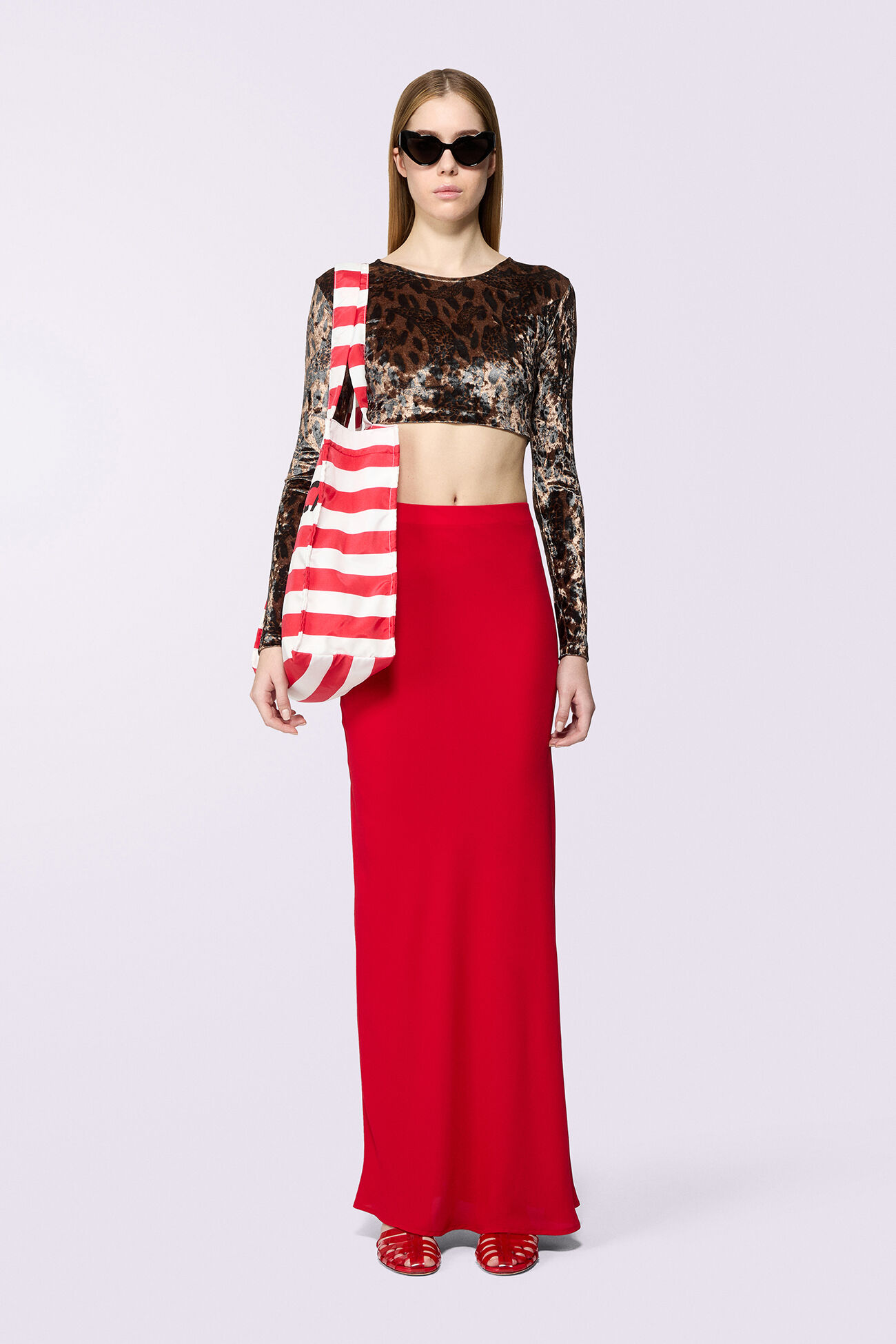 Banimalier Velour Crop Top Brown