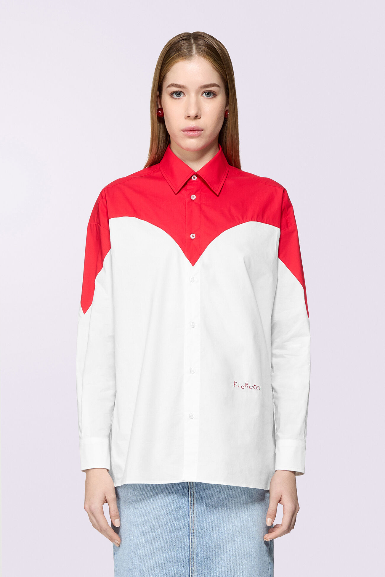 Unisex Embroidered Heart Shirt Red