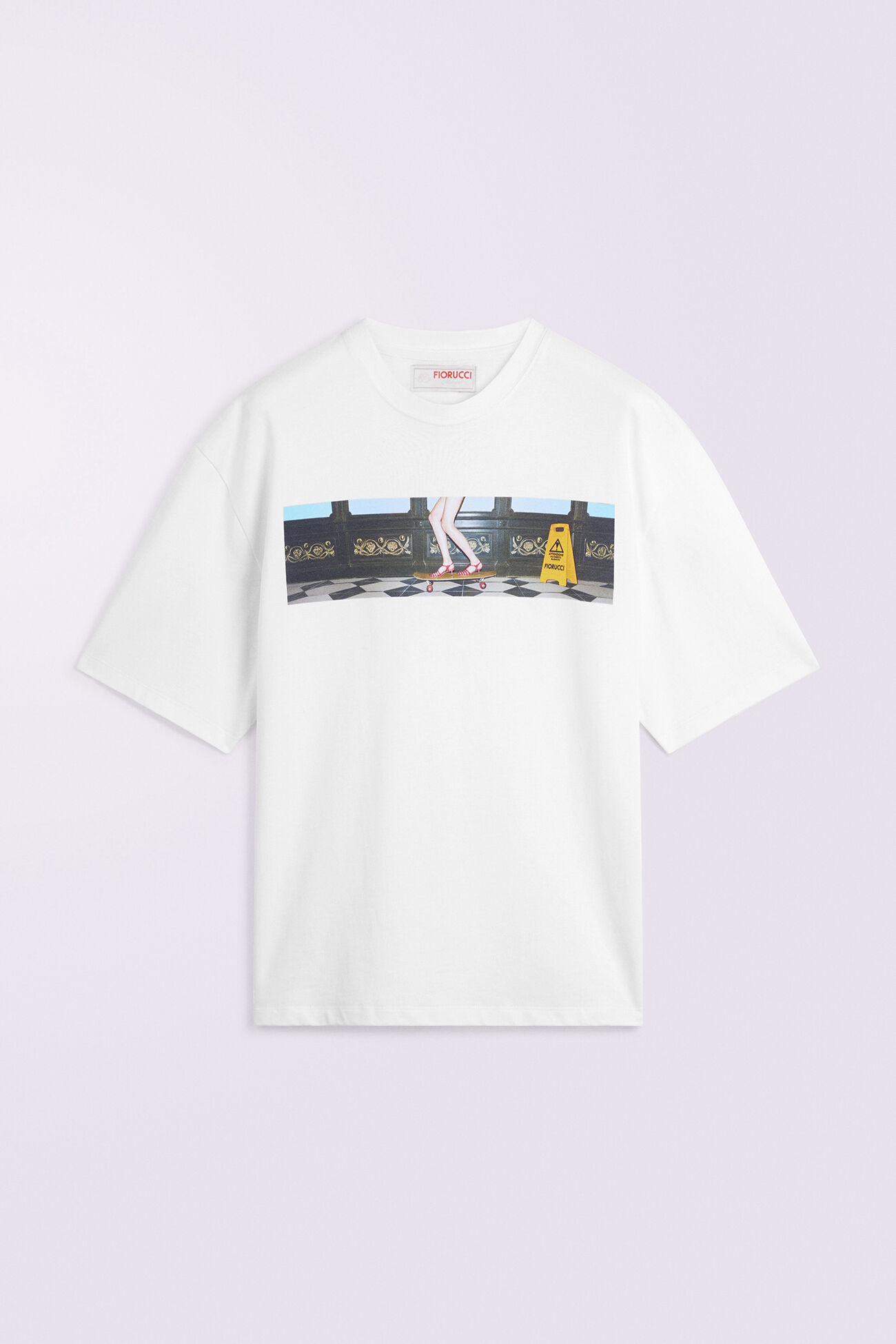 Skateboard Print T-Shirt White