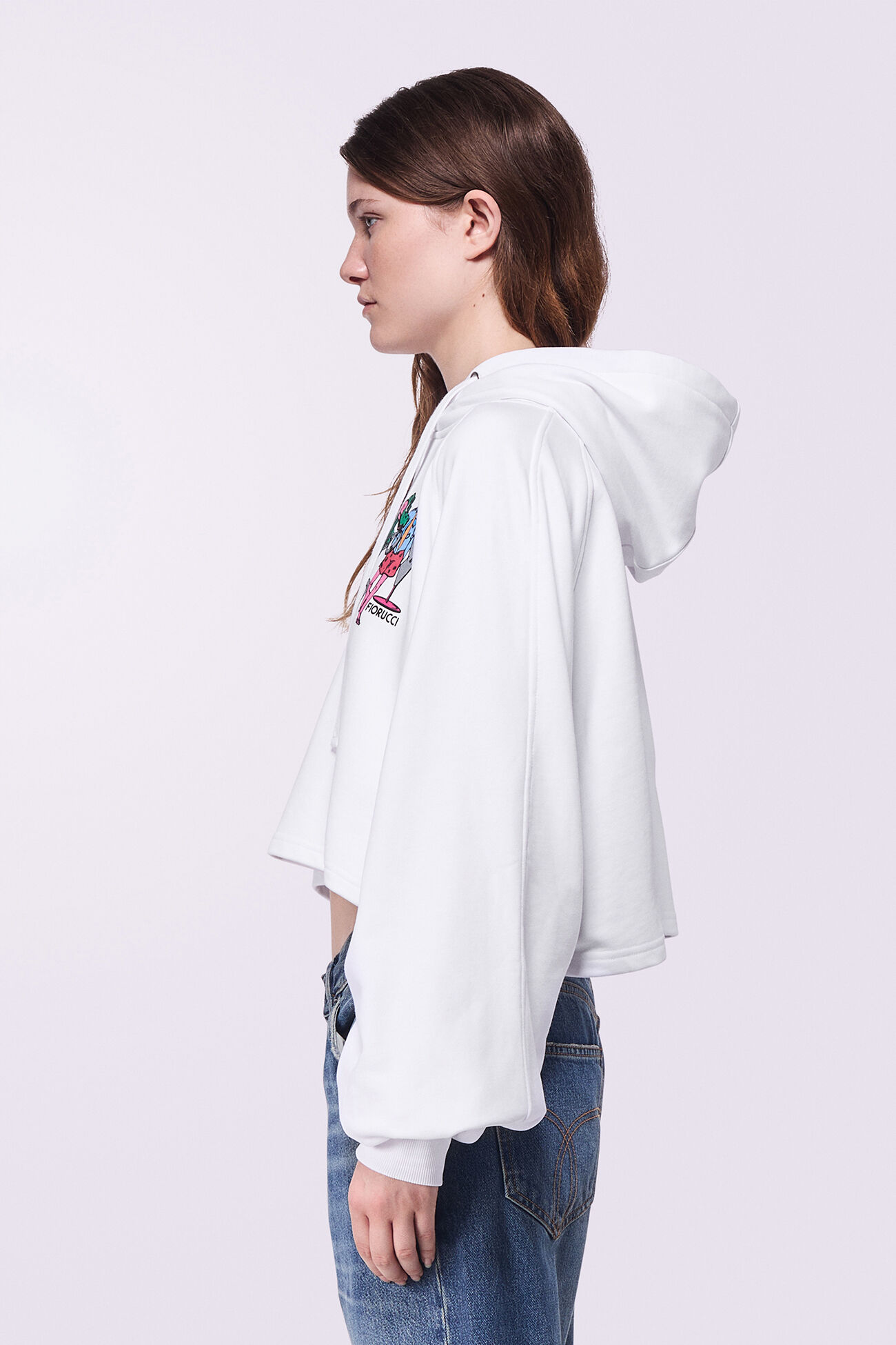 Toon Logo Crop Hoodie White