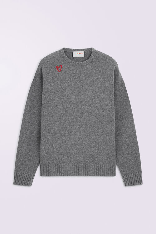 Cupid Patch Knit Jumper Grey