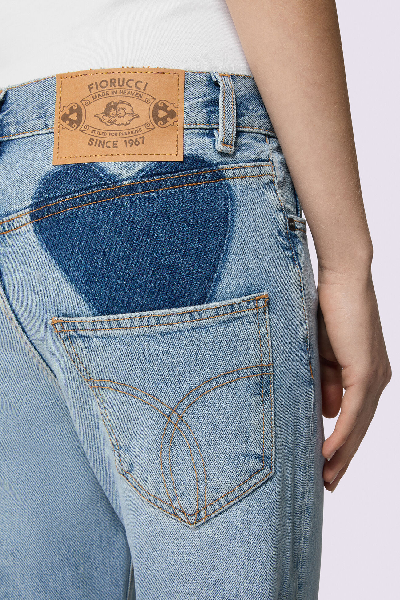 Unisex Heart Flare Jeans Light Blue