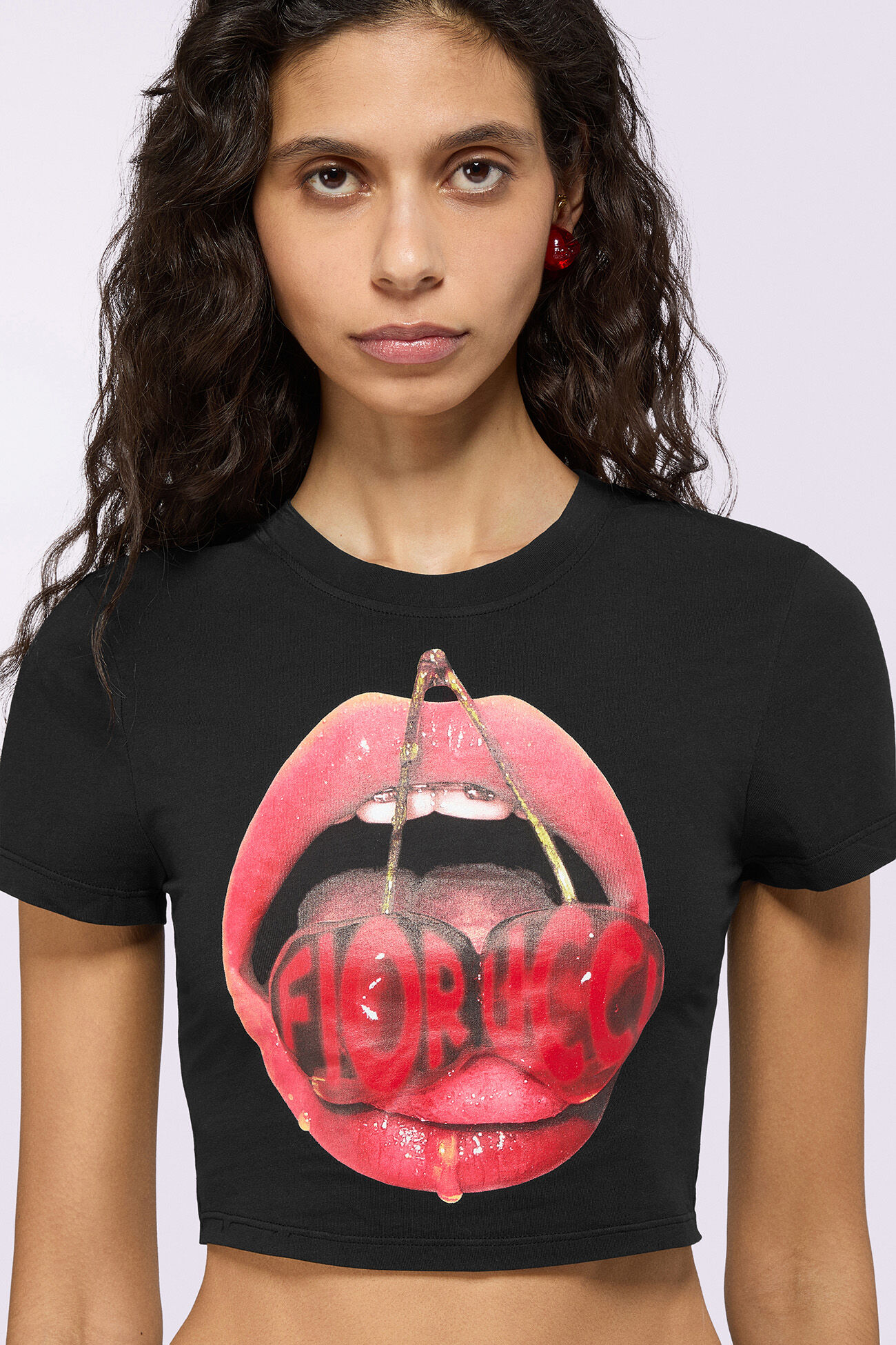 Cherry Mouth Graphic Baby T-Shirt Black