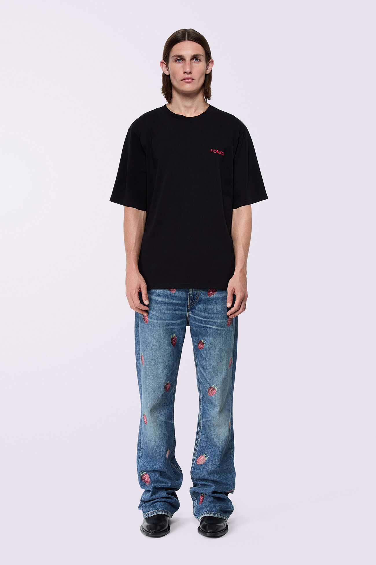 Unisex Raspberry Flare Jeans Mid Blue