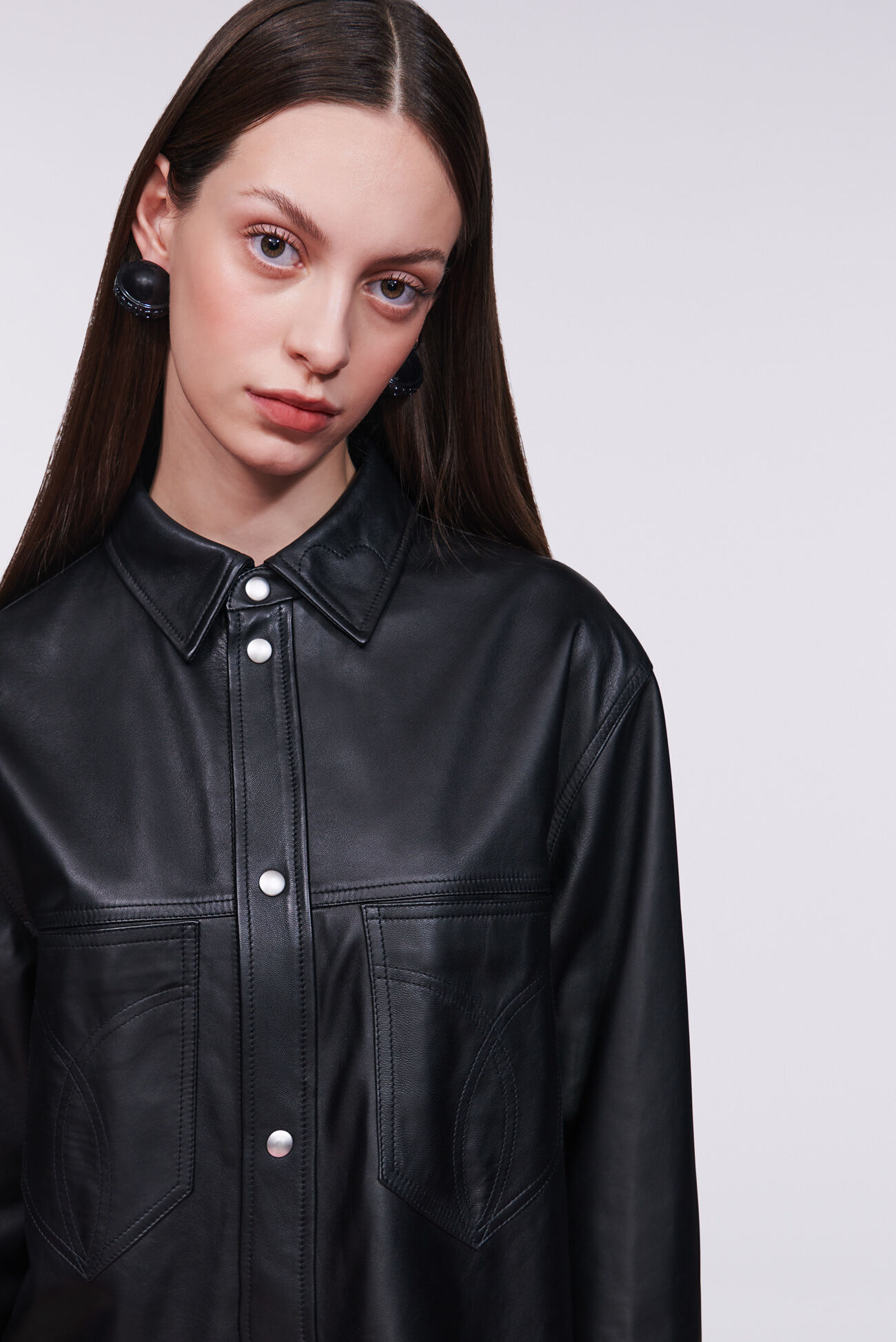 Unisex Fringe Leather Shirt Black