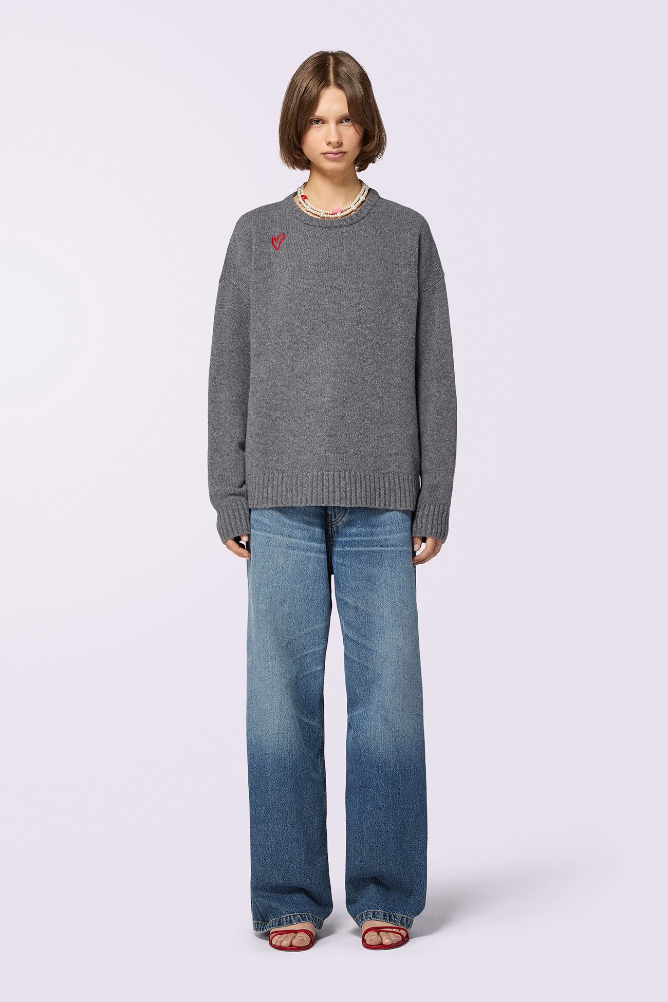 Cupid Patch Knit Jumper Grey