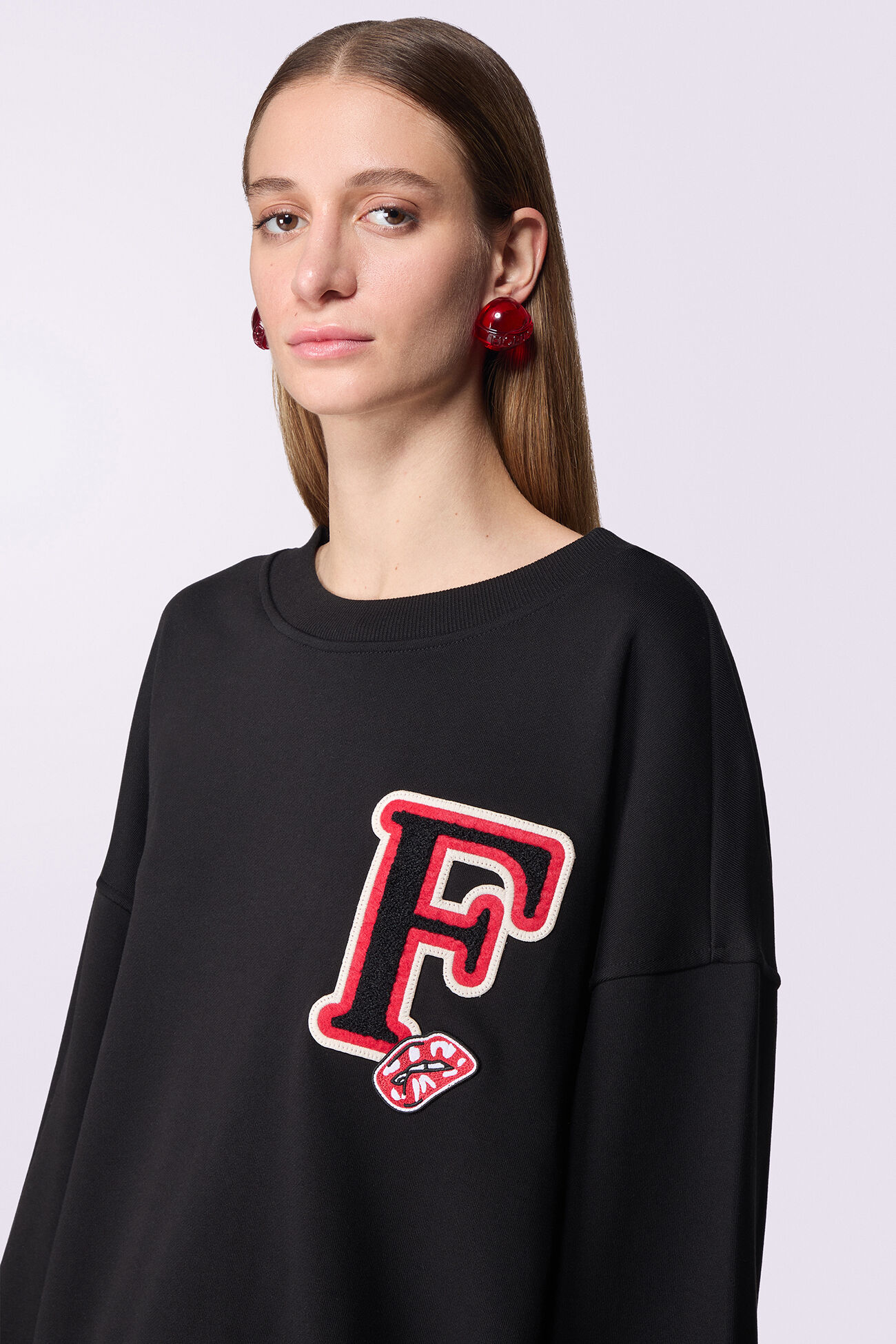 Unisex Varsity Patch Sweatshirt Black