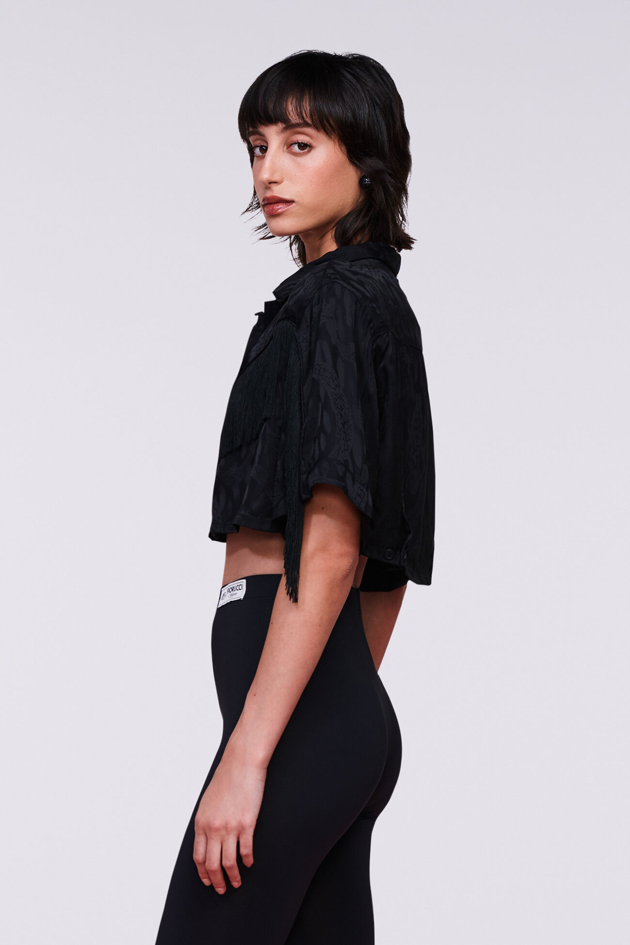 Banimalier Jacquard Fringe Shirt Black