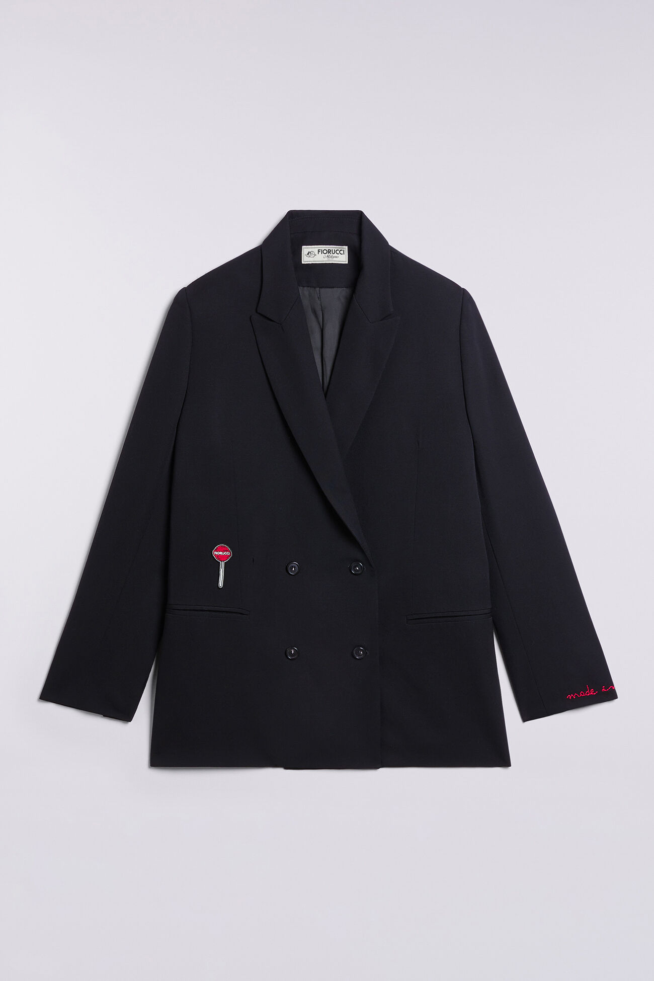 Double Breasted Patch Blazer Black