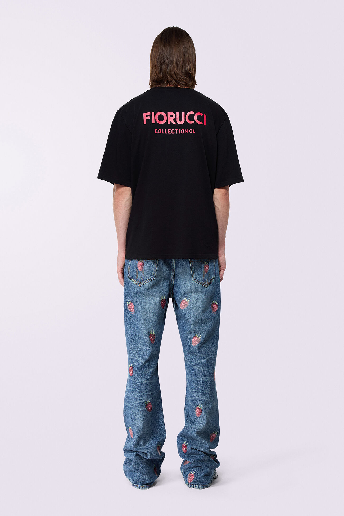 Unisex Raspberry Flare Jeans Mid Blue