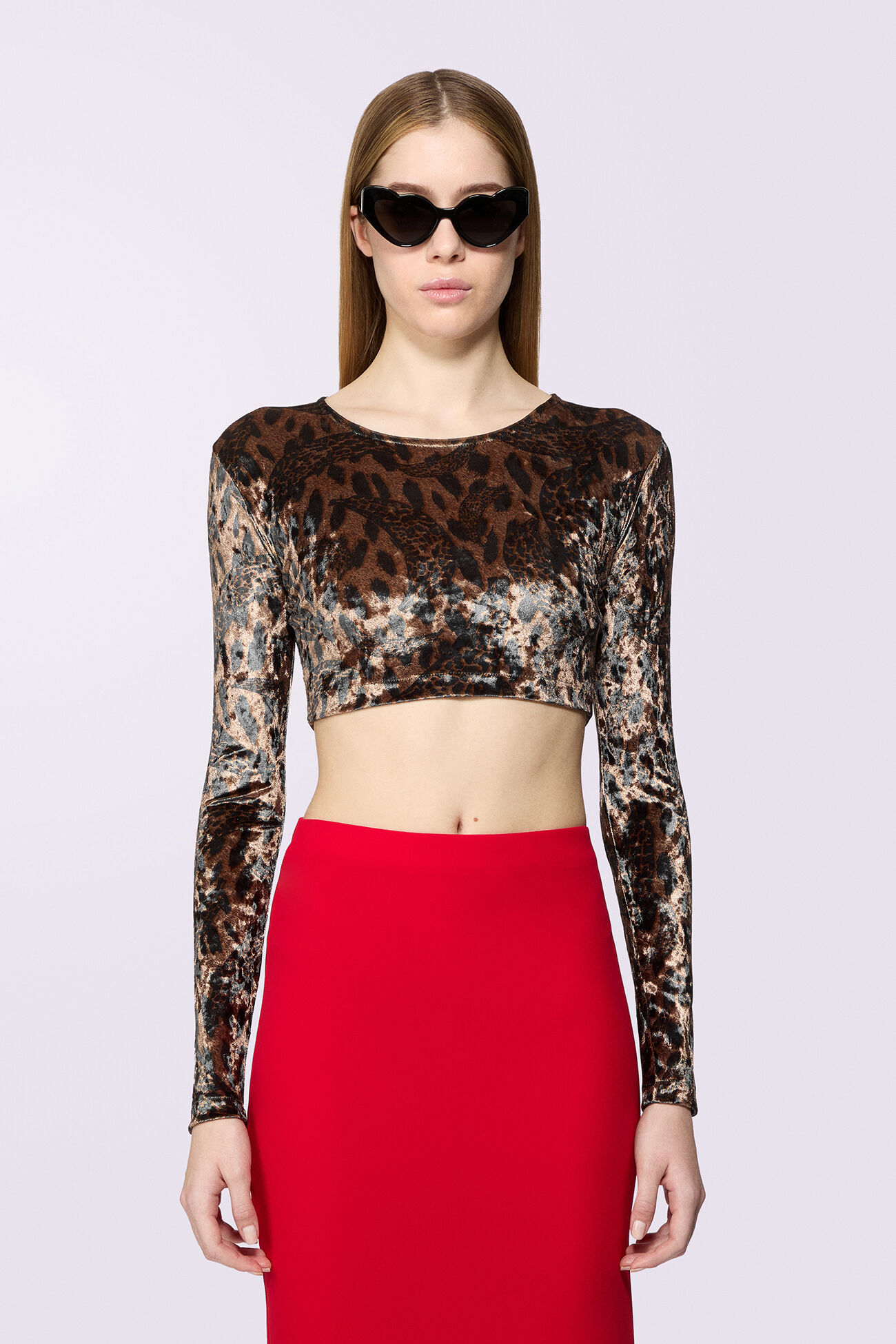 Banimalier Velour Crop Top Brown