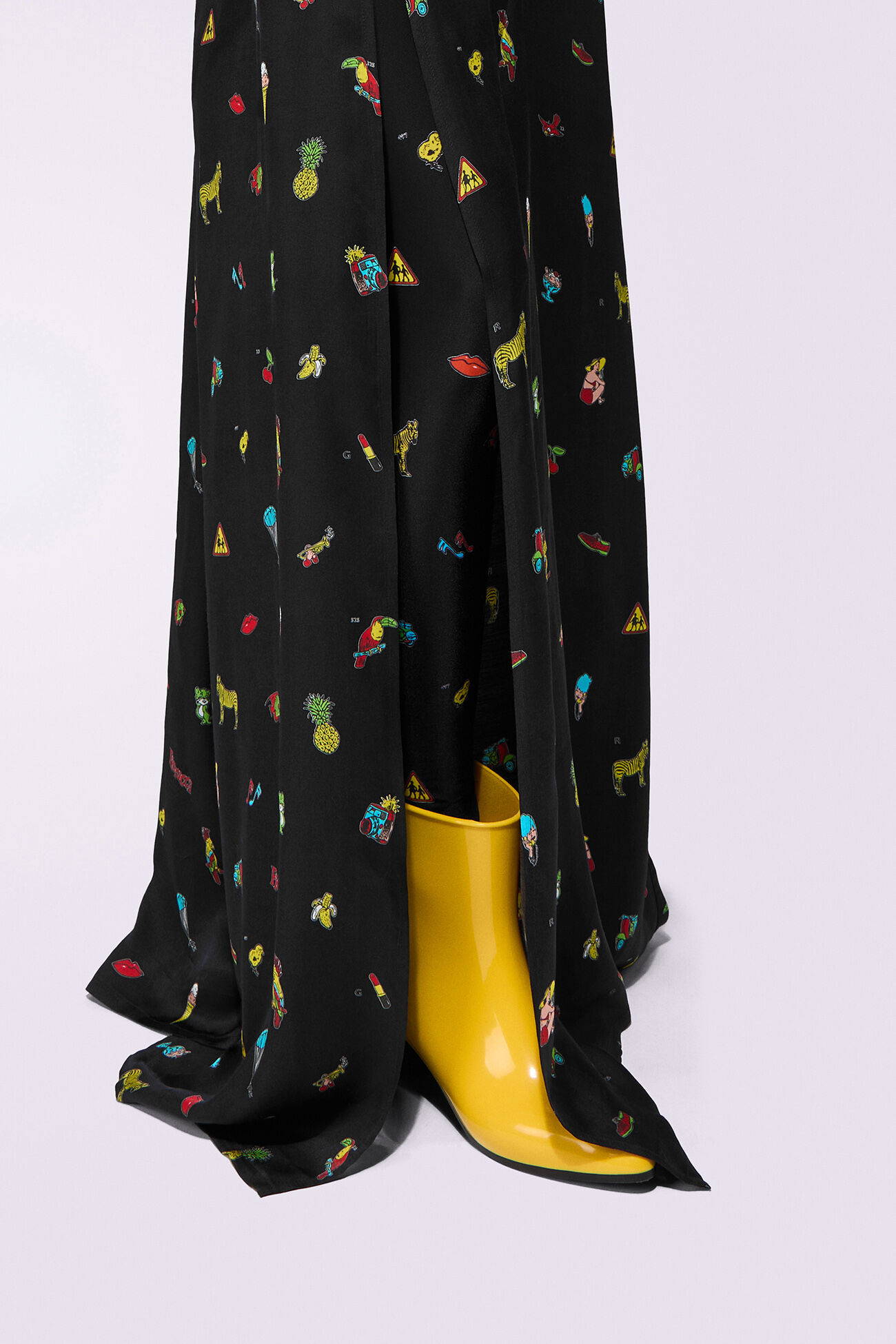 Toys Print Slip Maxi Dress Black