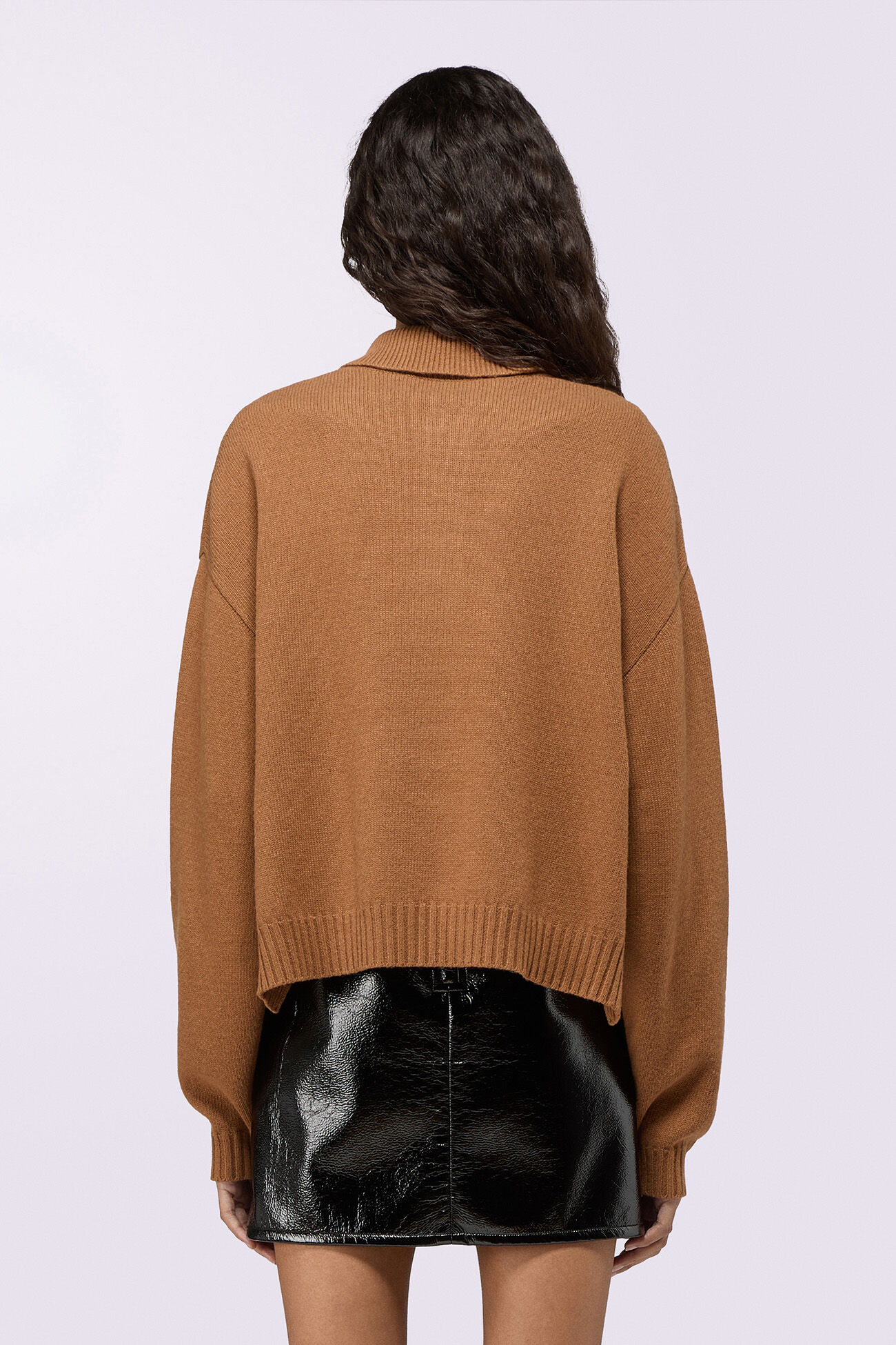 Embroidered Knit Polo Jumper Brown