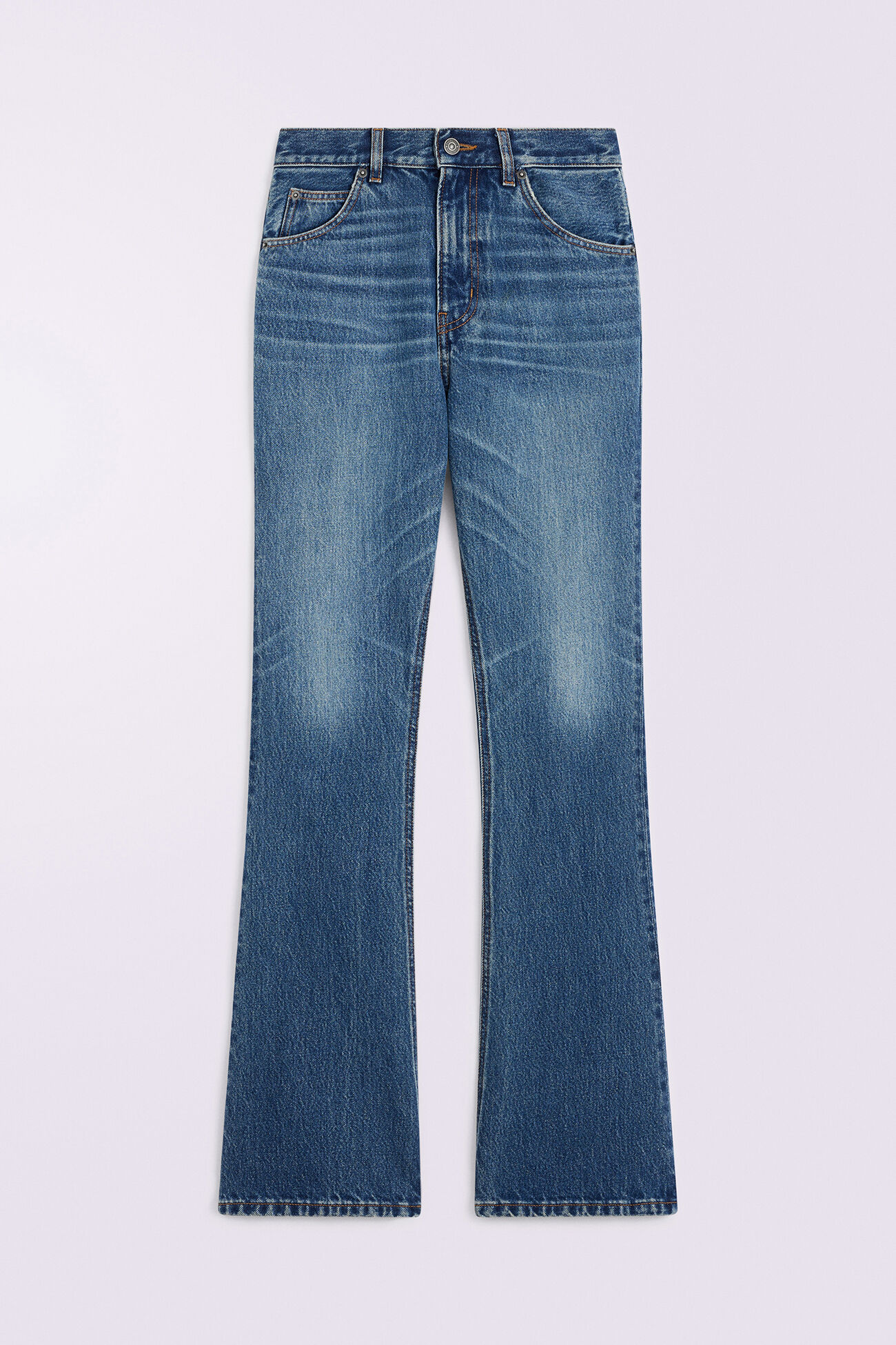 Unisex Low Rise Flare Jeans Mid Blue