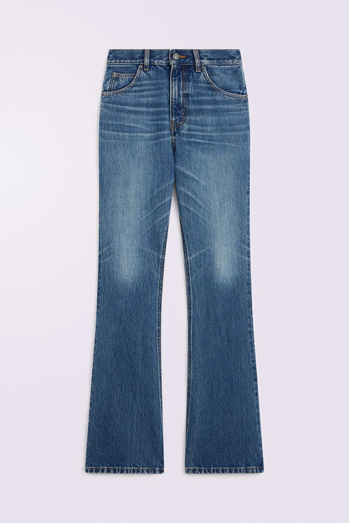 Unisex Low Rise Flare Jeans Mid Blue