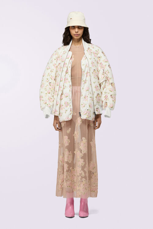 Floral Angel Bomber Jacket White