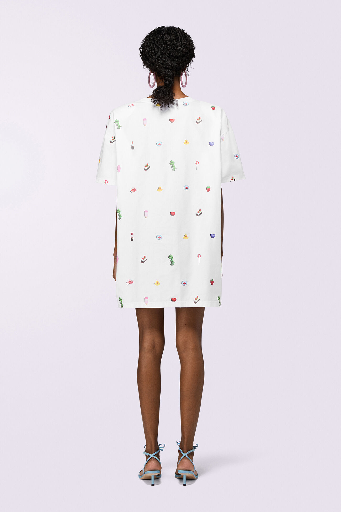 Charm Print Mini T-Dress White