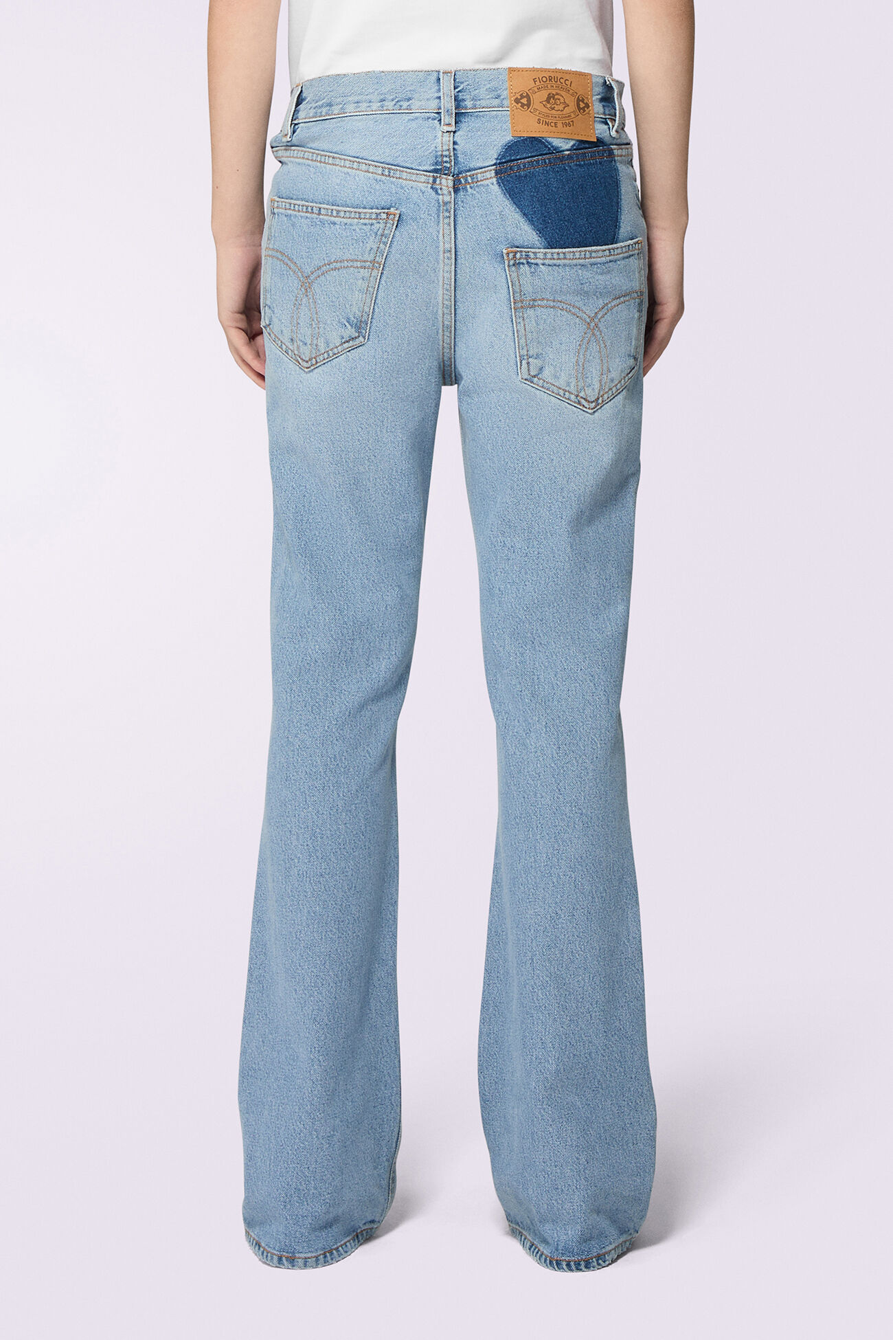 Unisex Heart Flare Jeans Light Blue