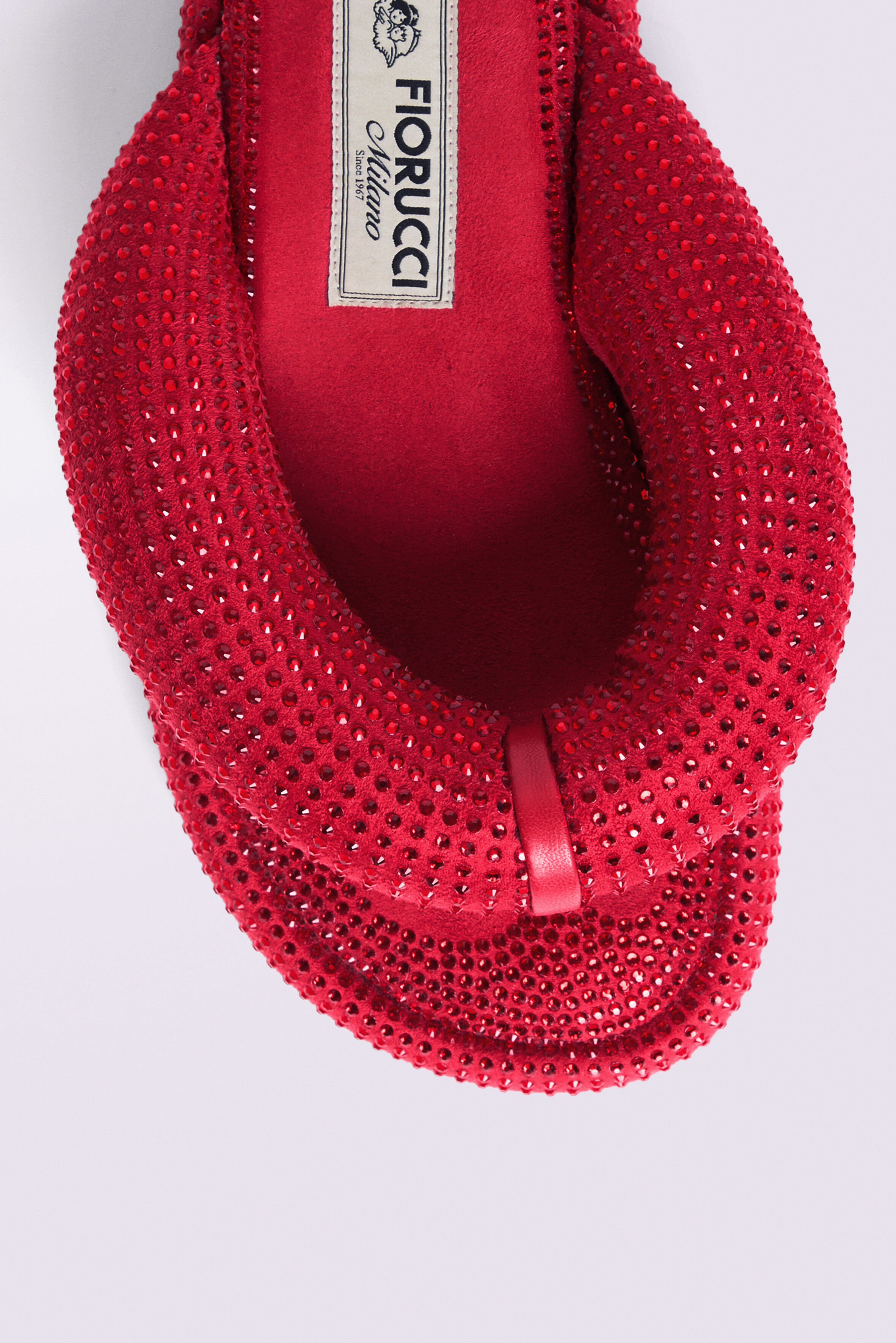 Rhinestone Fluff Flops Red