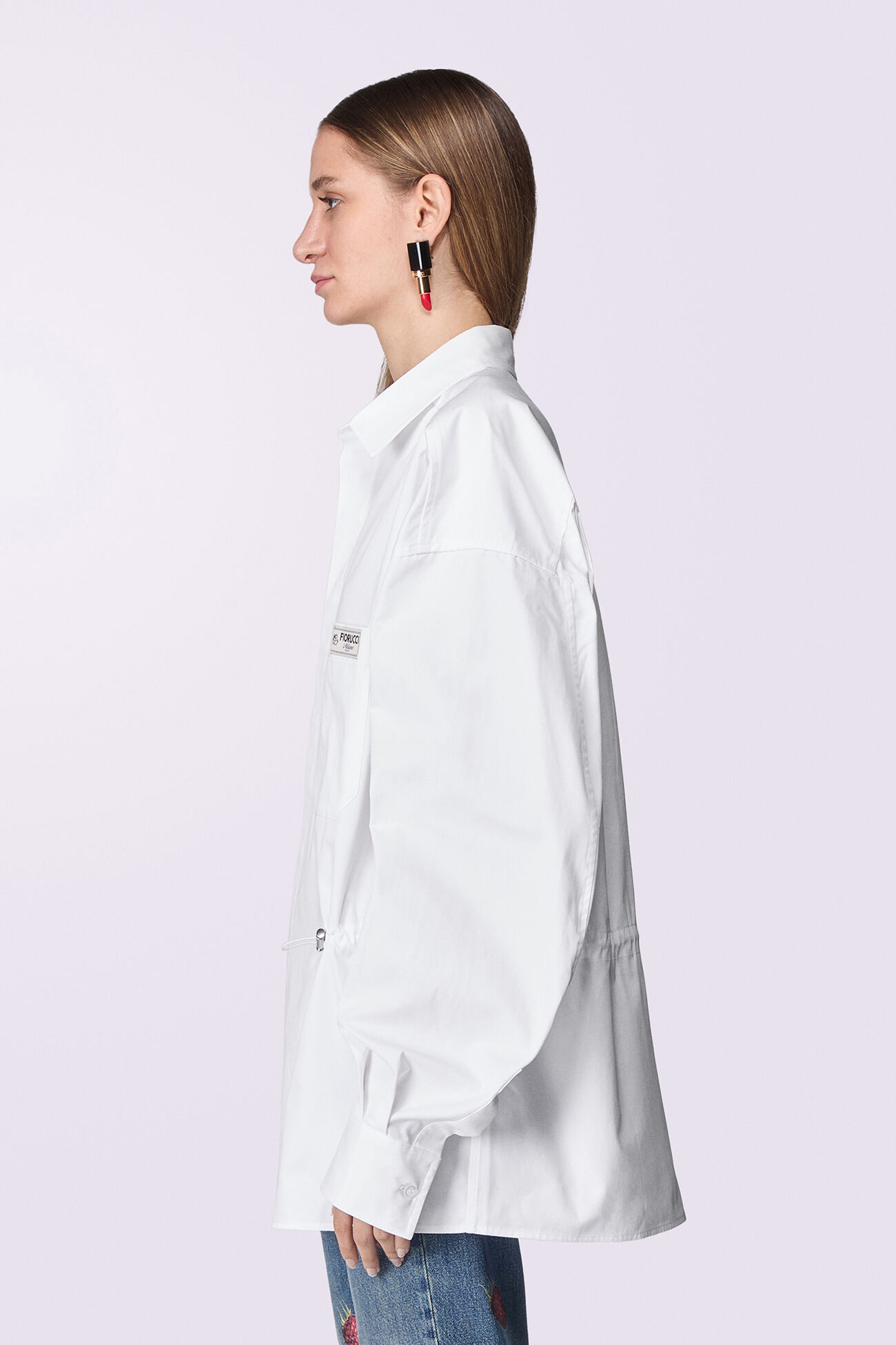 Unisex Label Patch Shirt White