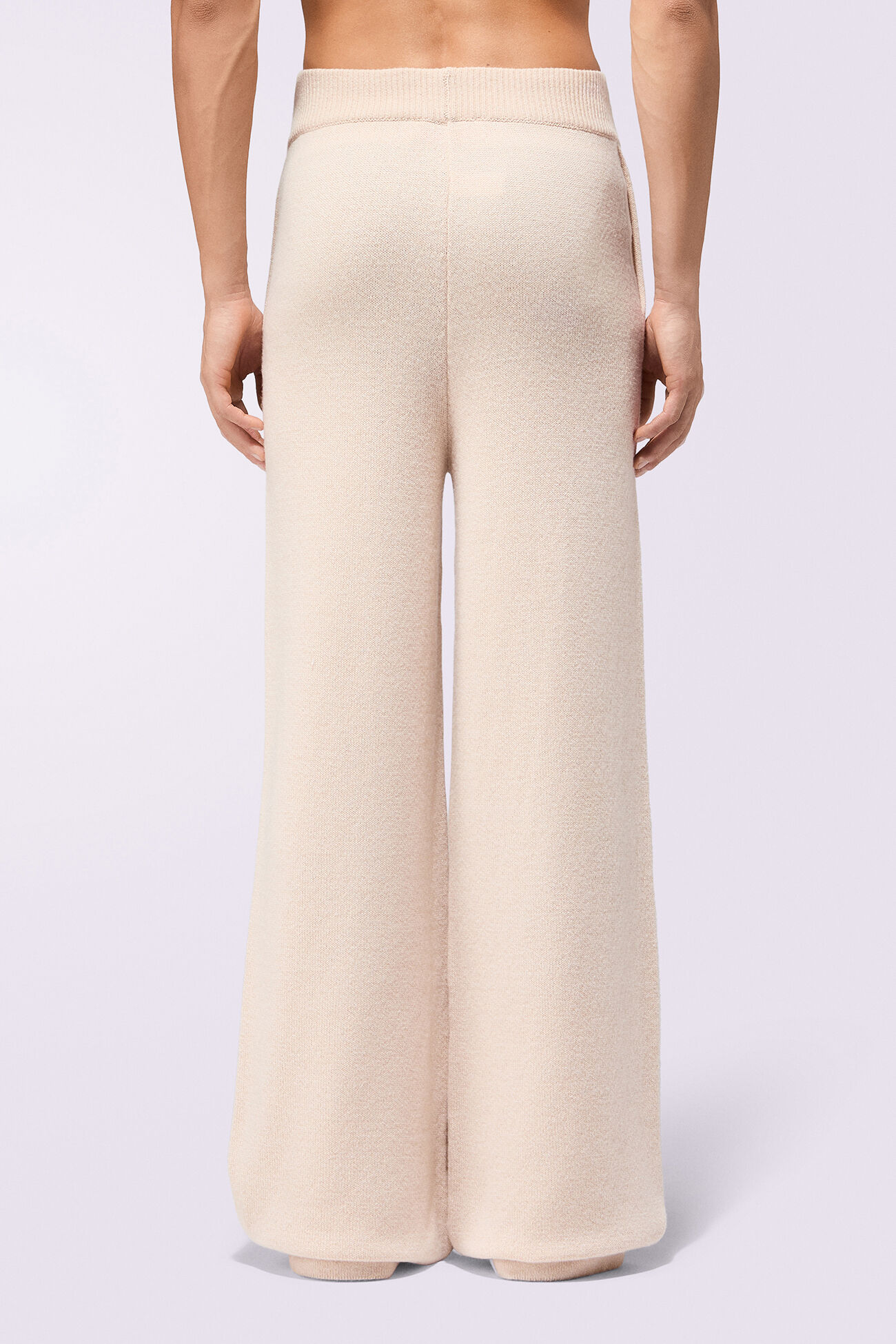 Angels Patch Knit Trousers Beige