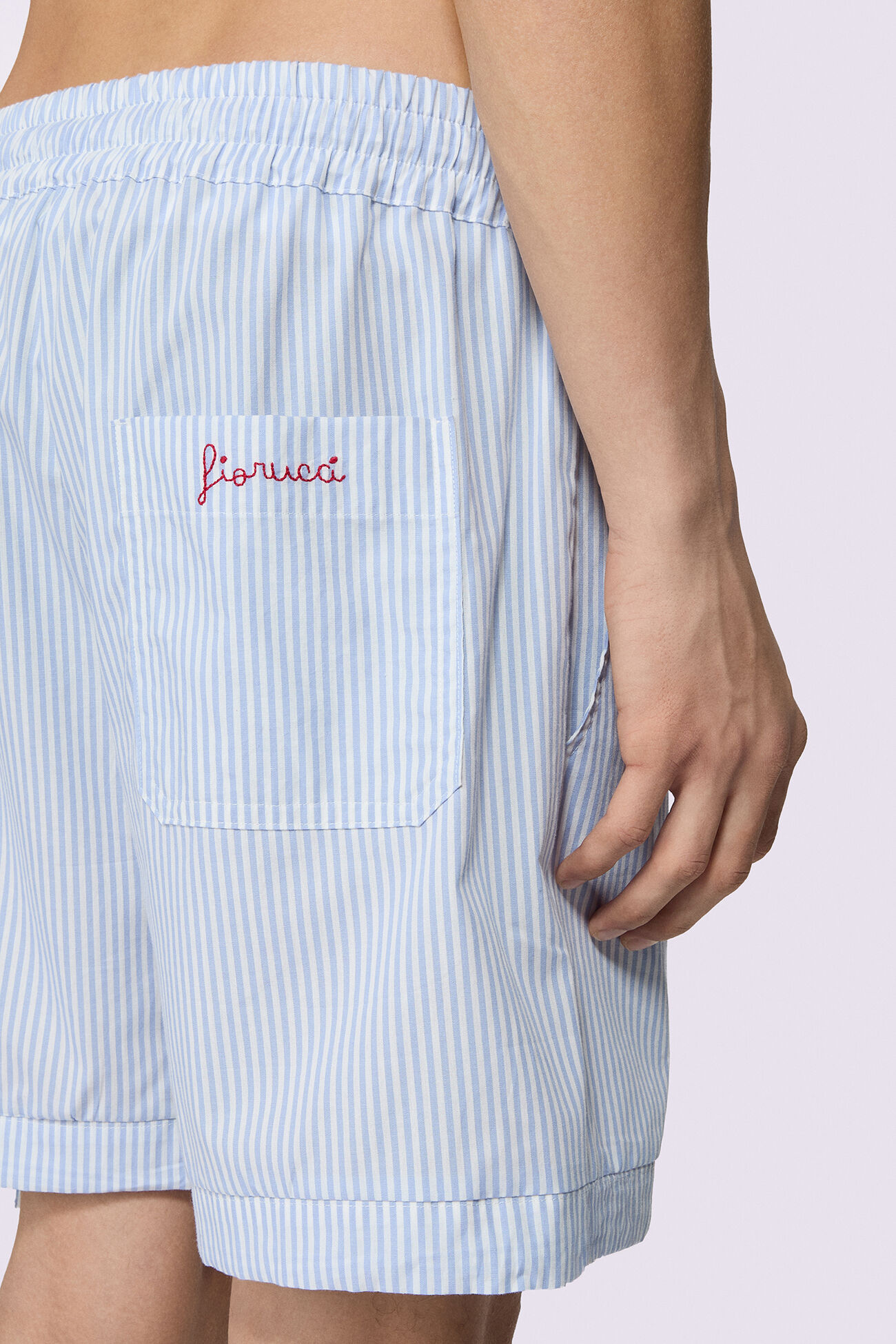 Unisex Logo Stripe Shorts Blue