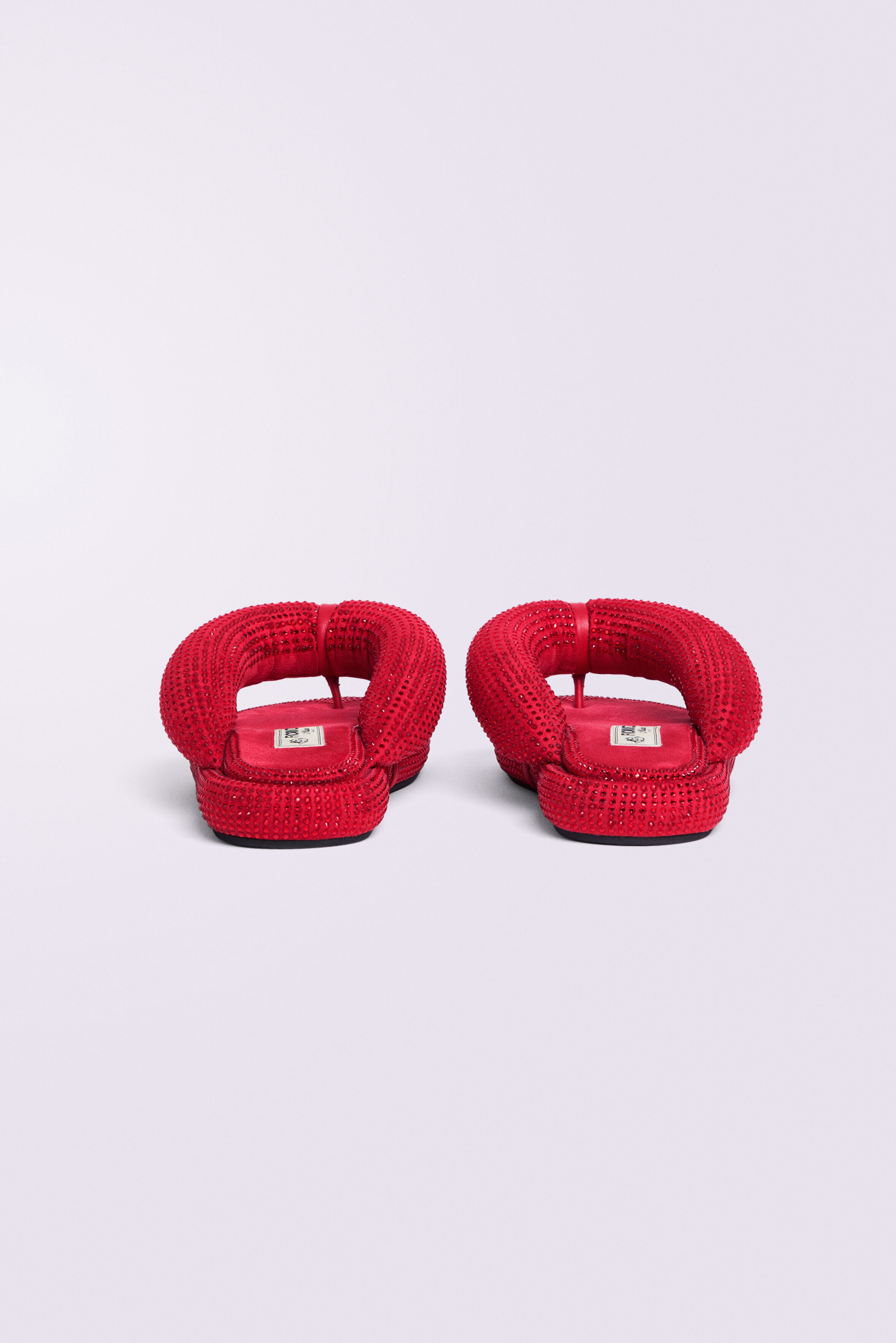 Rhinestone Fluff Flops Red