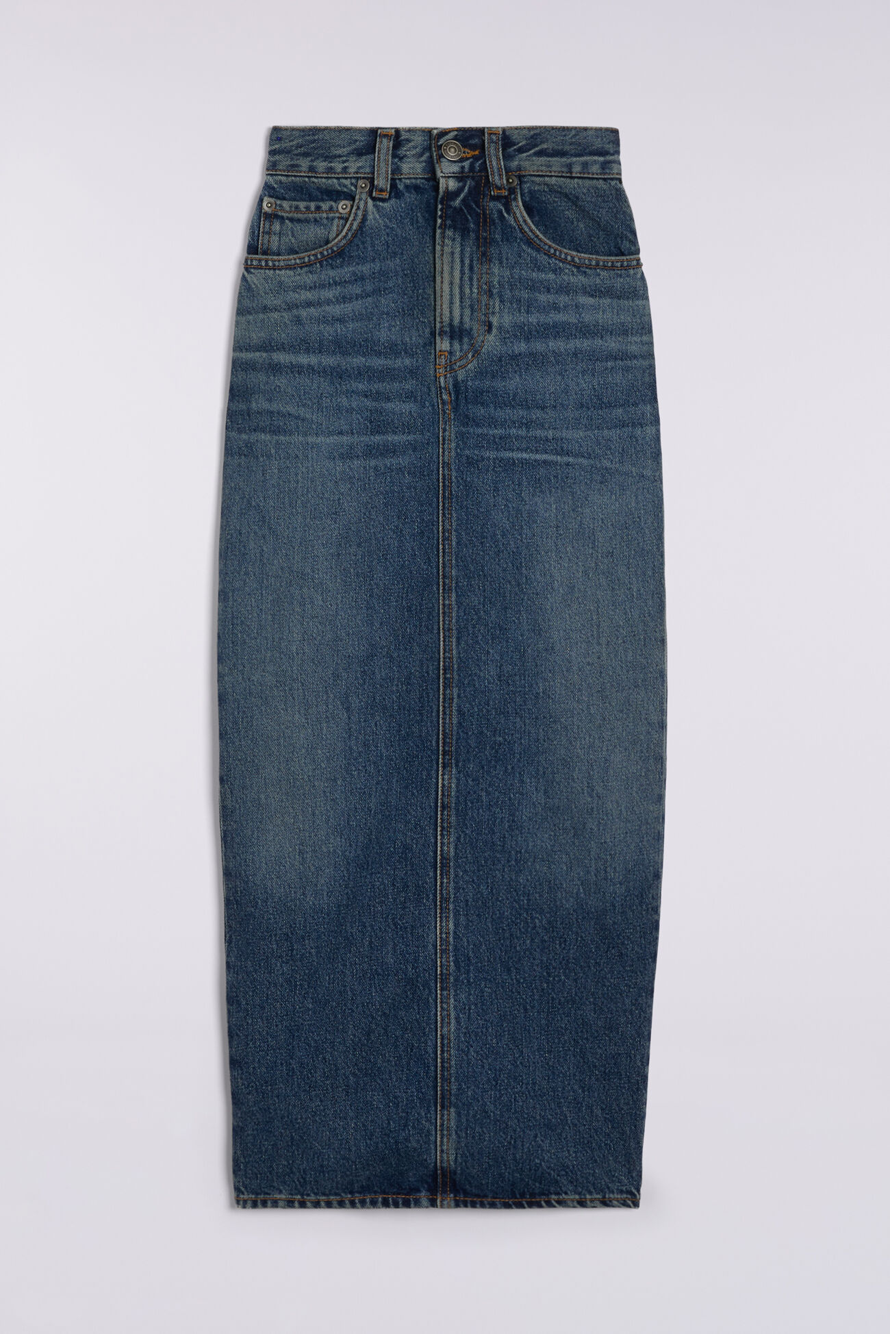 Denim Midi Skirt Mid Blue