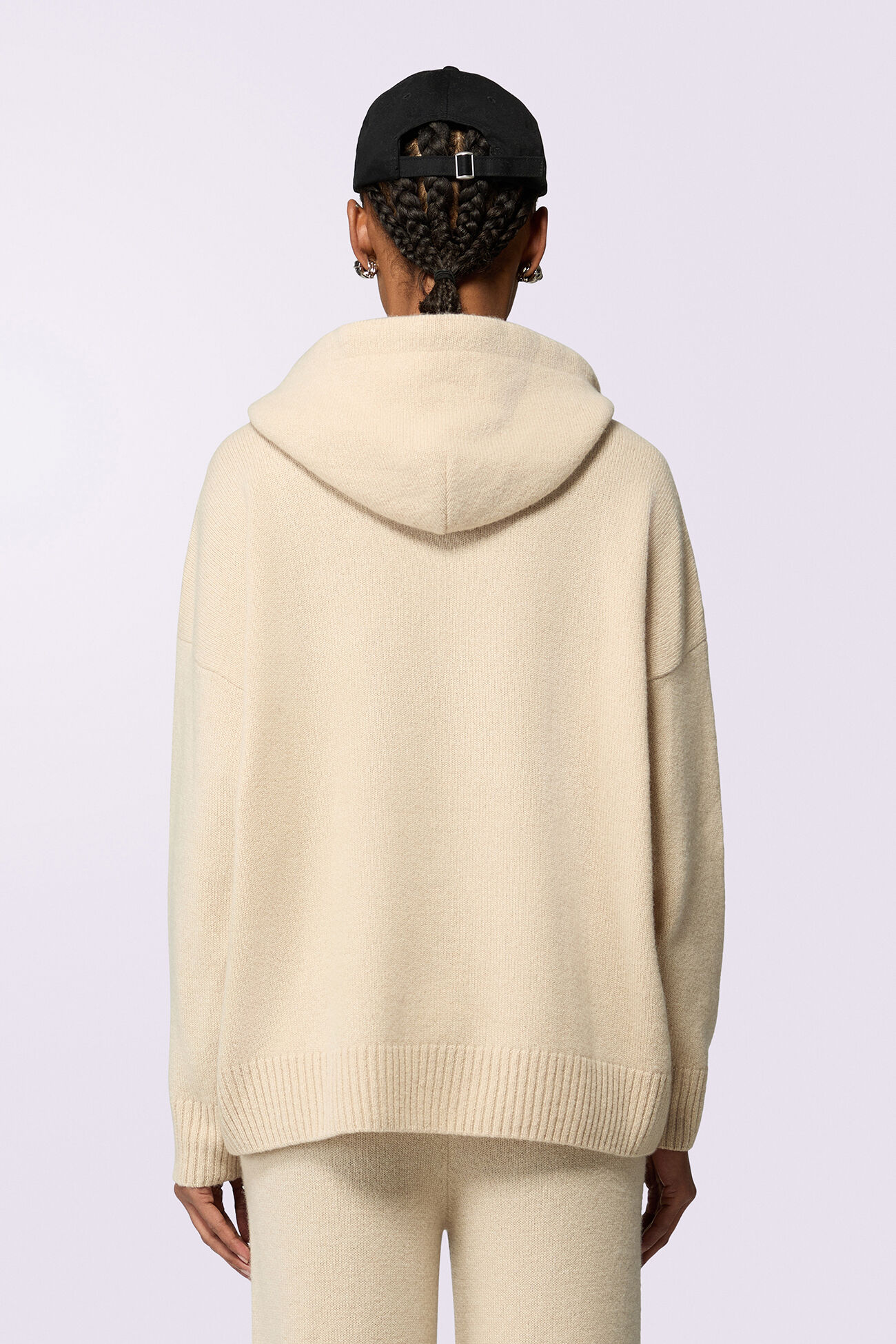 Angels Patch Knit Hoodie Beige