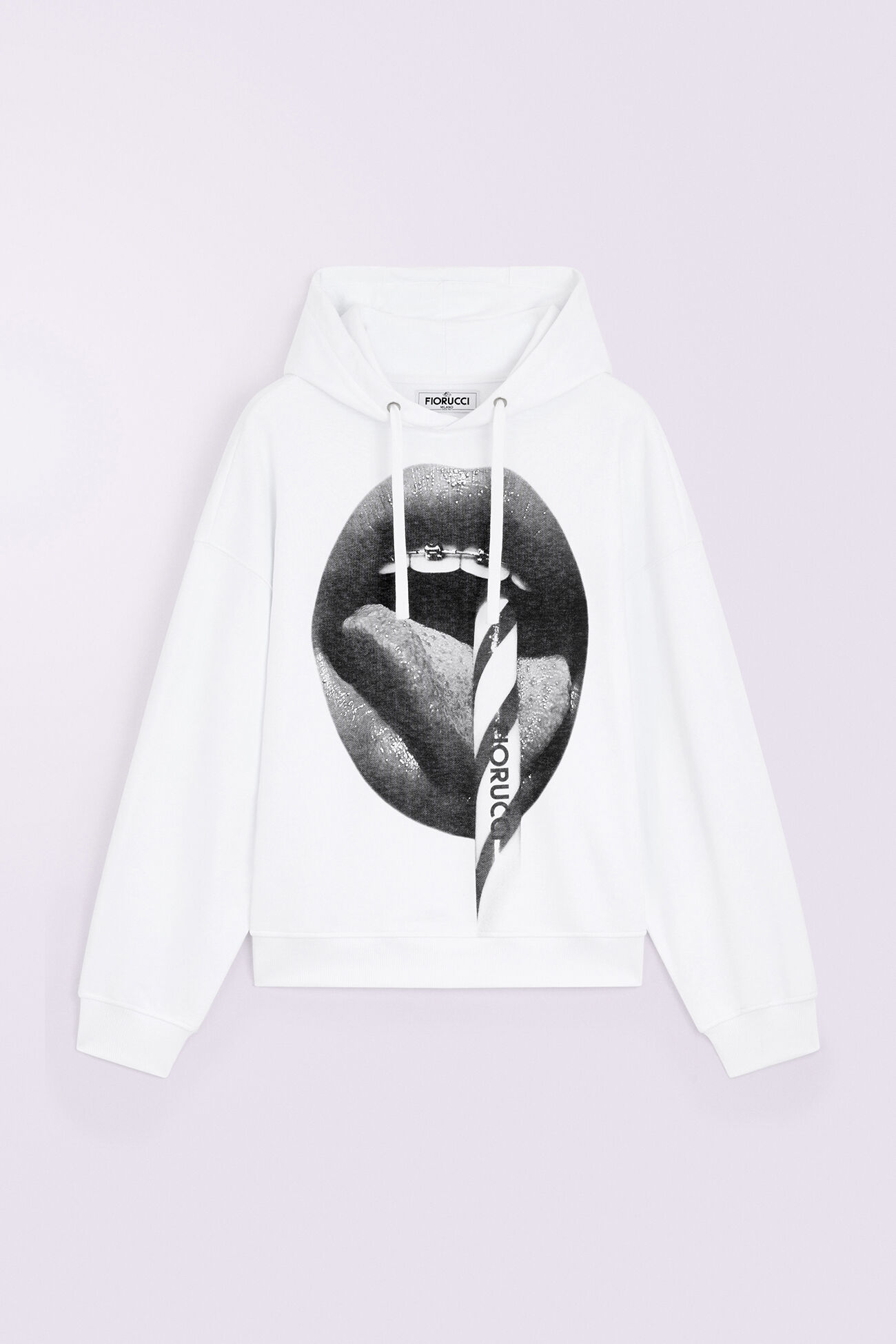 Unisex Mouth Graphic Hoodie White