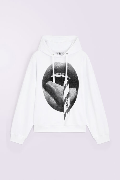 Unisex Mouth Graphic Hoodie White