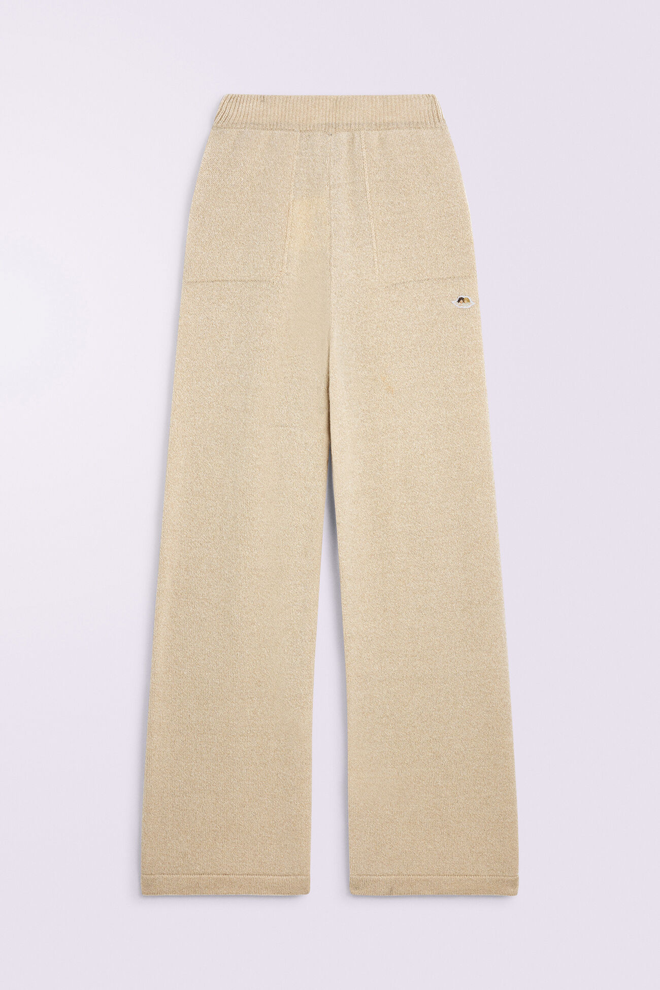 Angels Patch Knit Trousers Beige