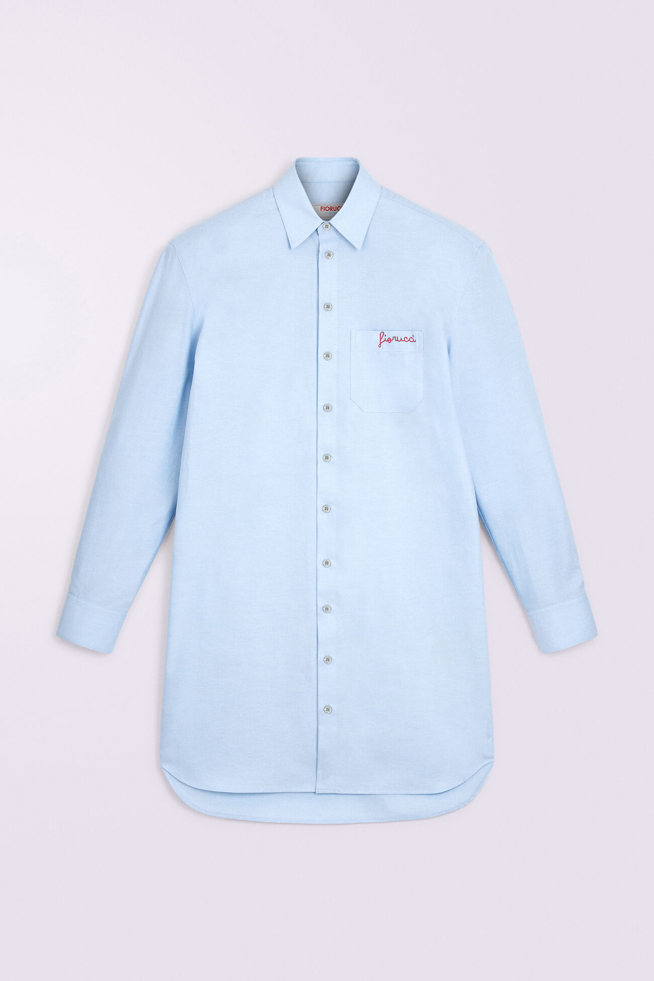 Embroidered Shirt Midi Dress Blue