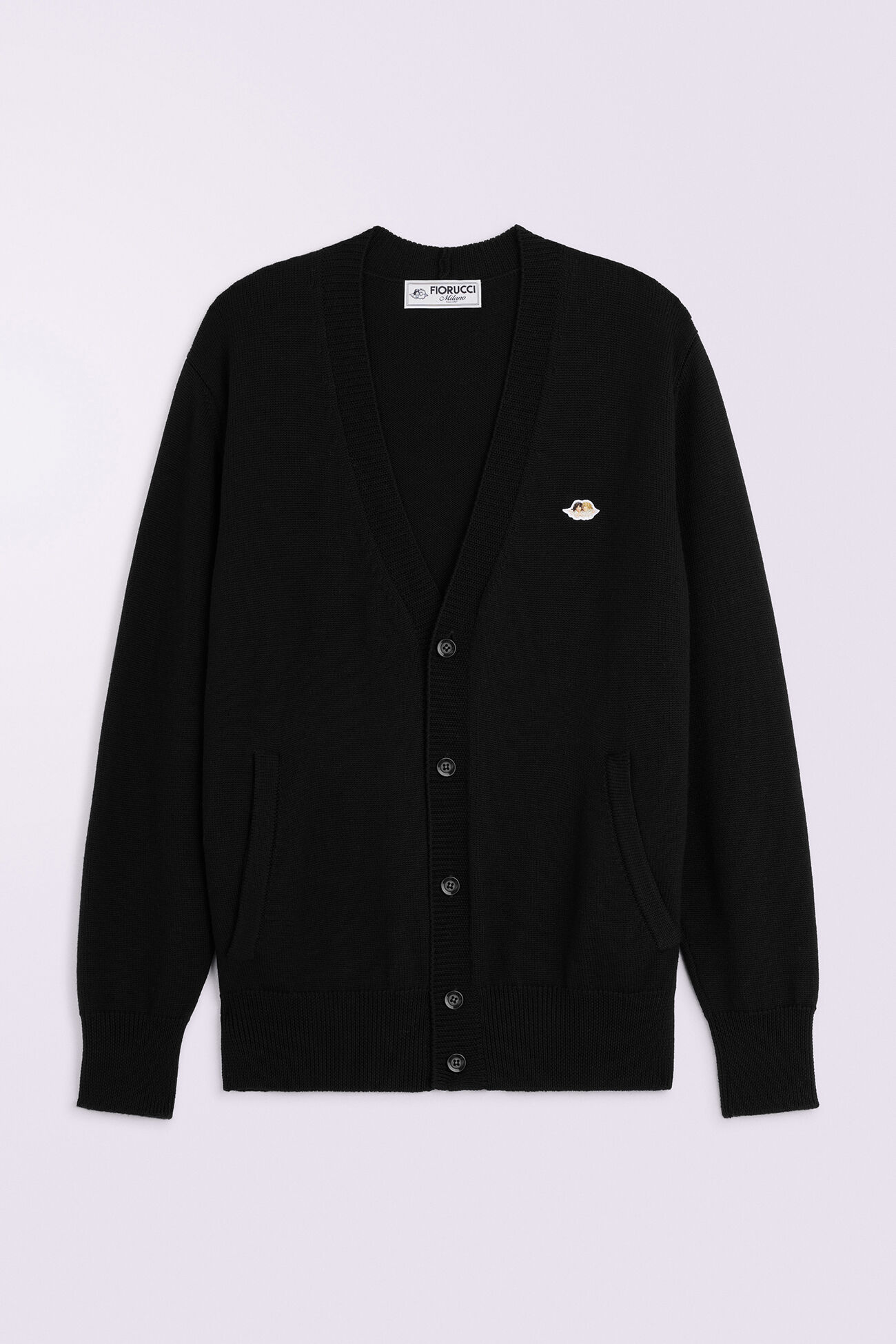 Angels Patch Knit Cardigan Black