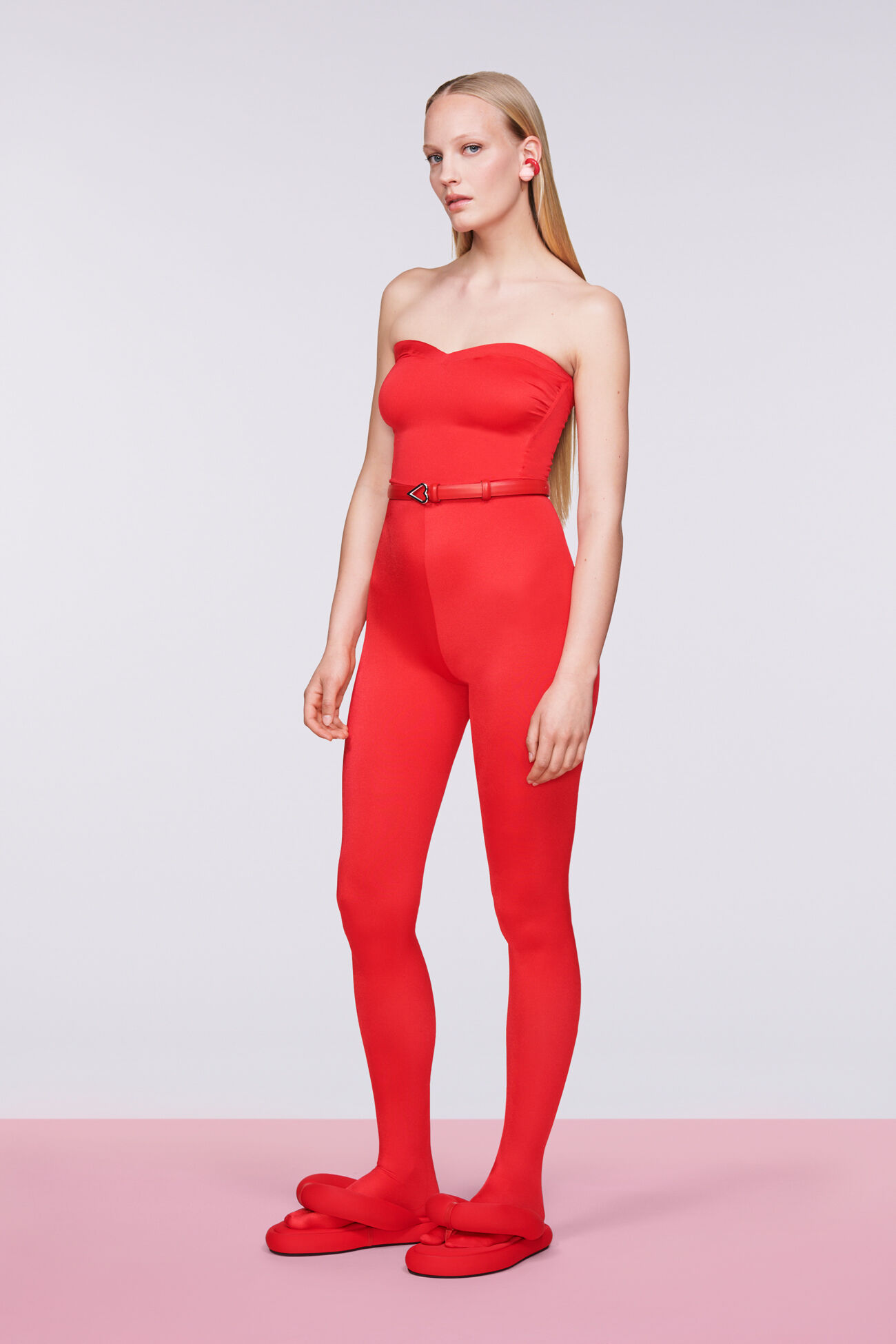 Footed Jumpsuit Red