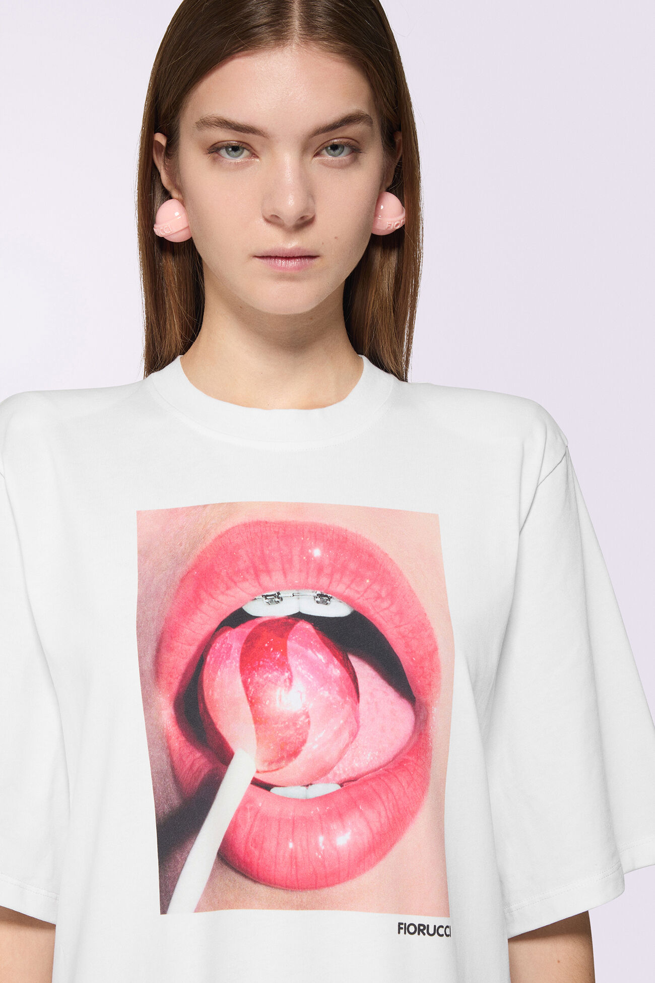 Lollipop Mouth Maxi T-Dress White
