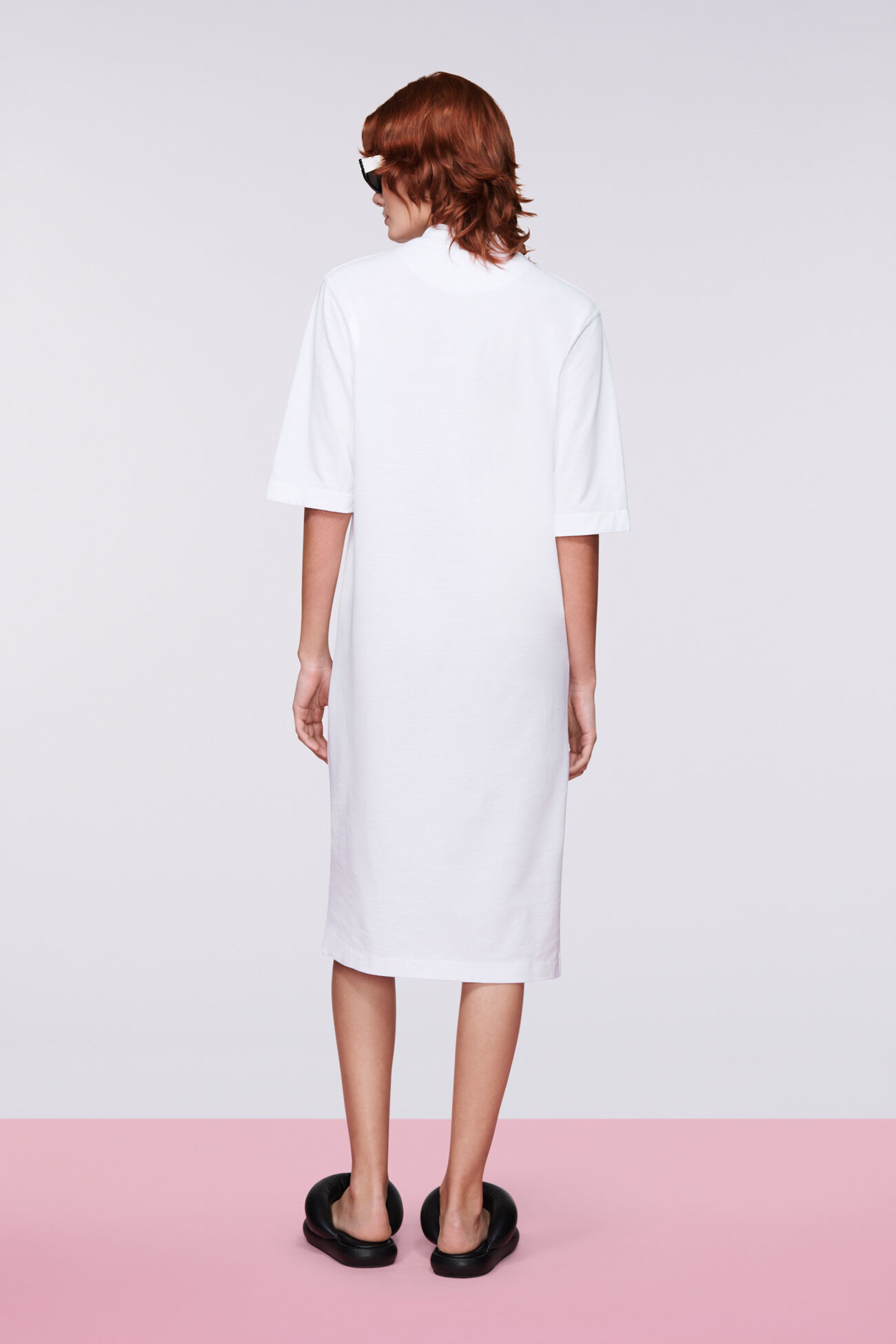Angels Patch Midi Polo Dress White