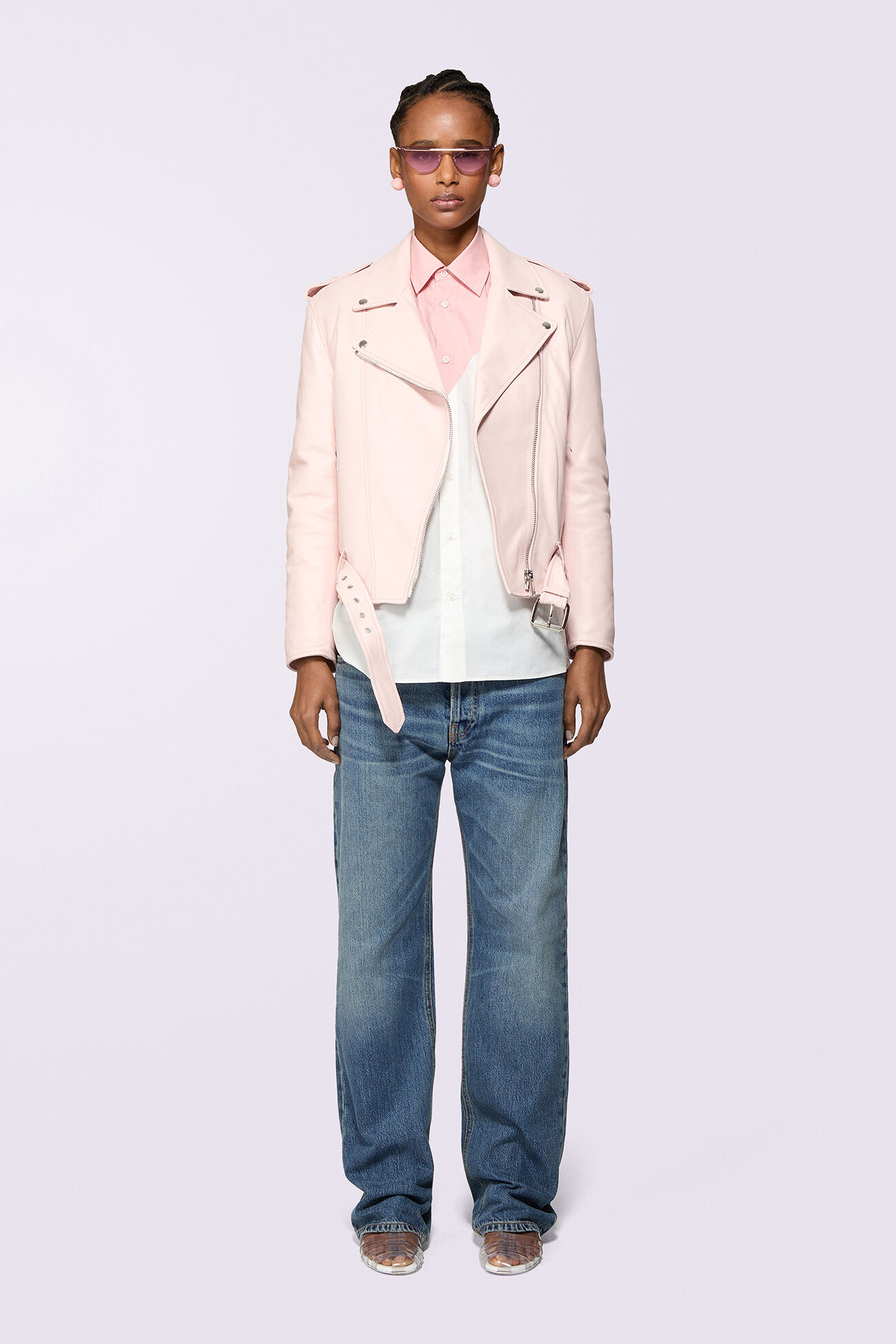 Leather Biker Jacket Pink