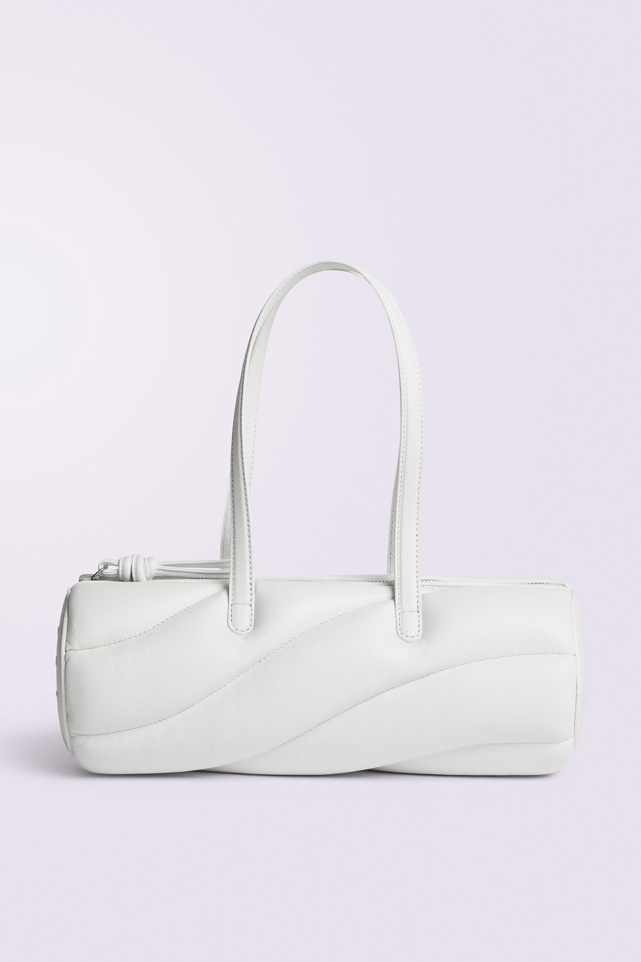 Mella Leather Baguette Bag White