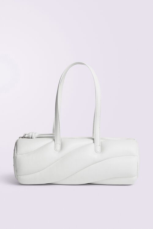 Mella Leather Baguette Bag White
