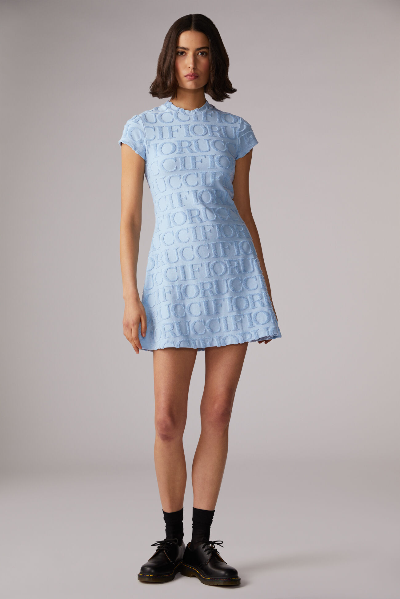 Monogram Towelling Mini Dress Blue