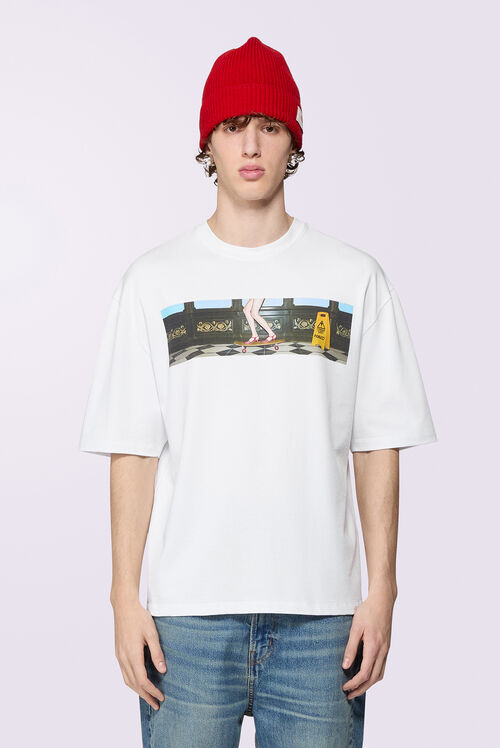 Skateboard Print T-Shirt White